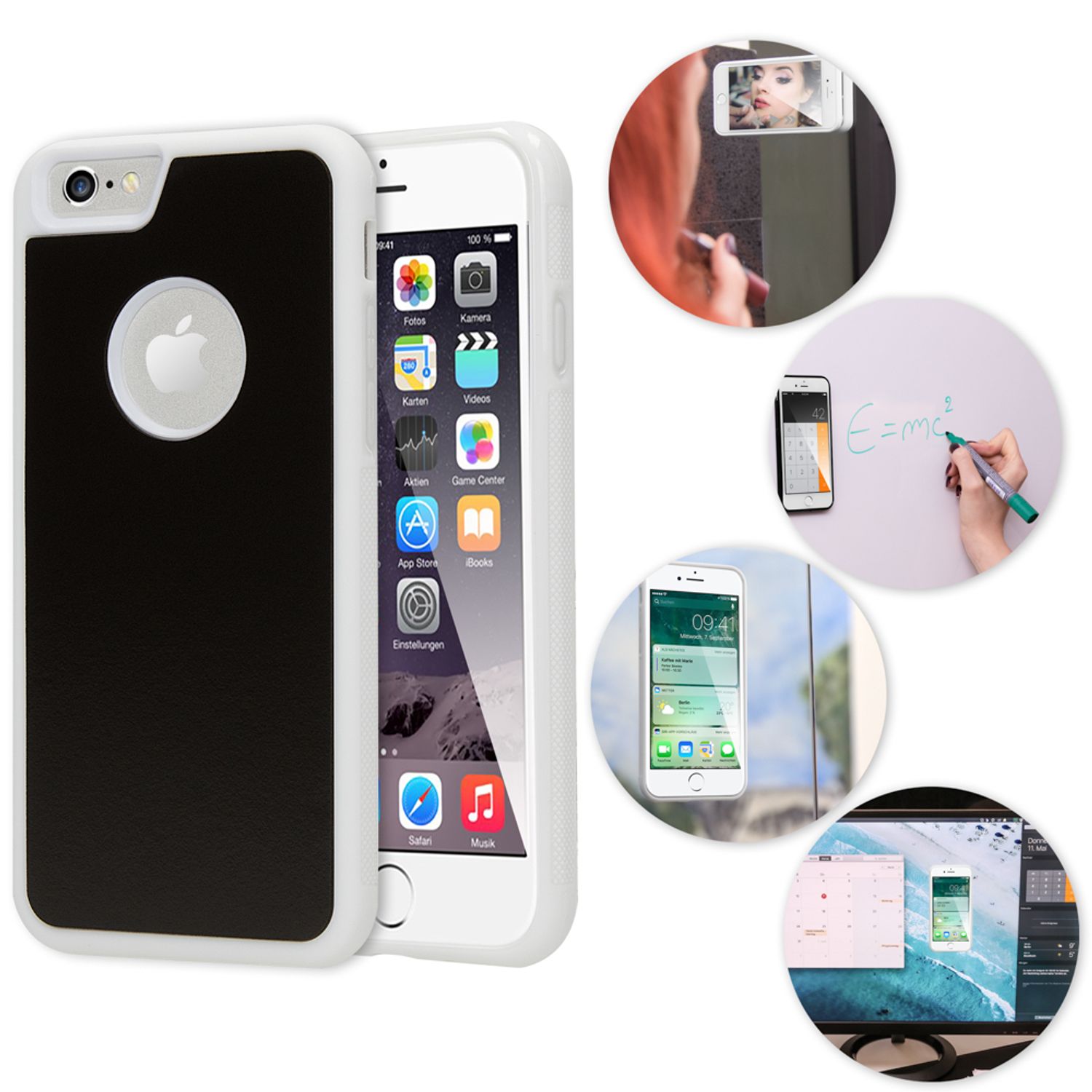 Apple iPhone 6 6S Anti Gravity Case Hülle von NALIA, Selbstklebendes Handy Cover Schwarz NALIA