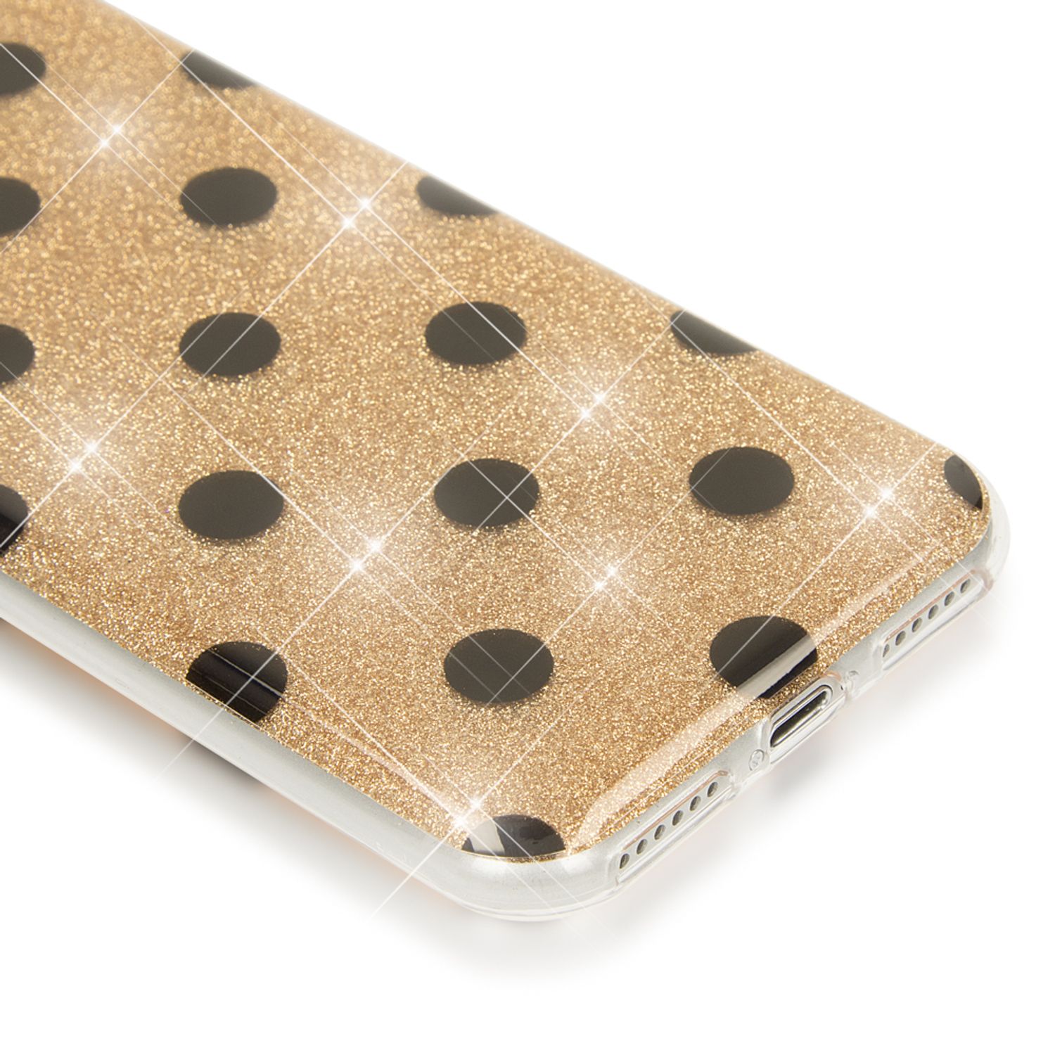 NALIA Handy Hülle für iPhone SE 2020 / 8 / 7, Glitzer Case Muster Cover Schutz Gold NALIA