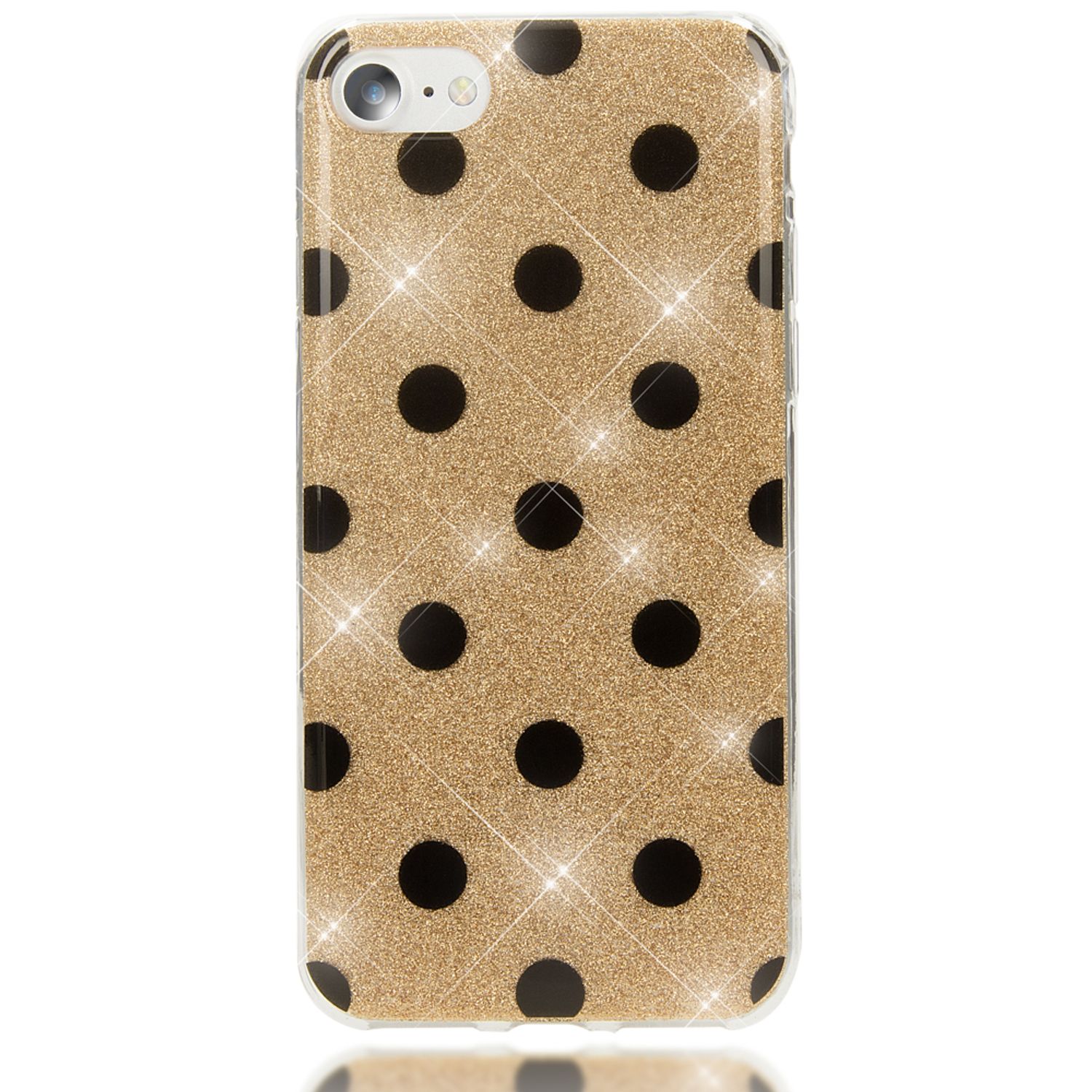 NALIA Handy Hülle für iPhone SE 2020 / 8 / 7, Glitzer Case Muster Cover Schutz Gold NALIA