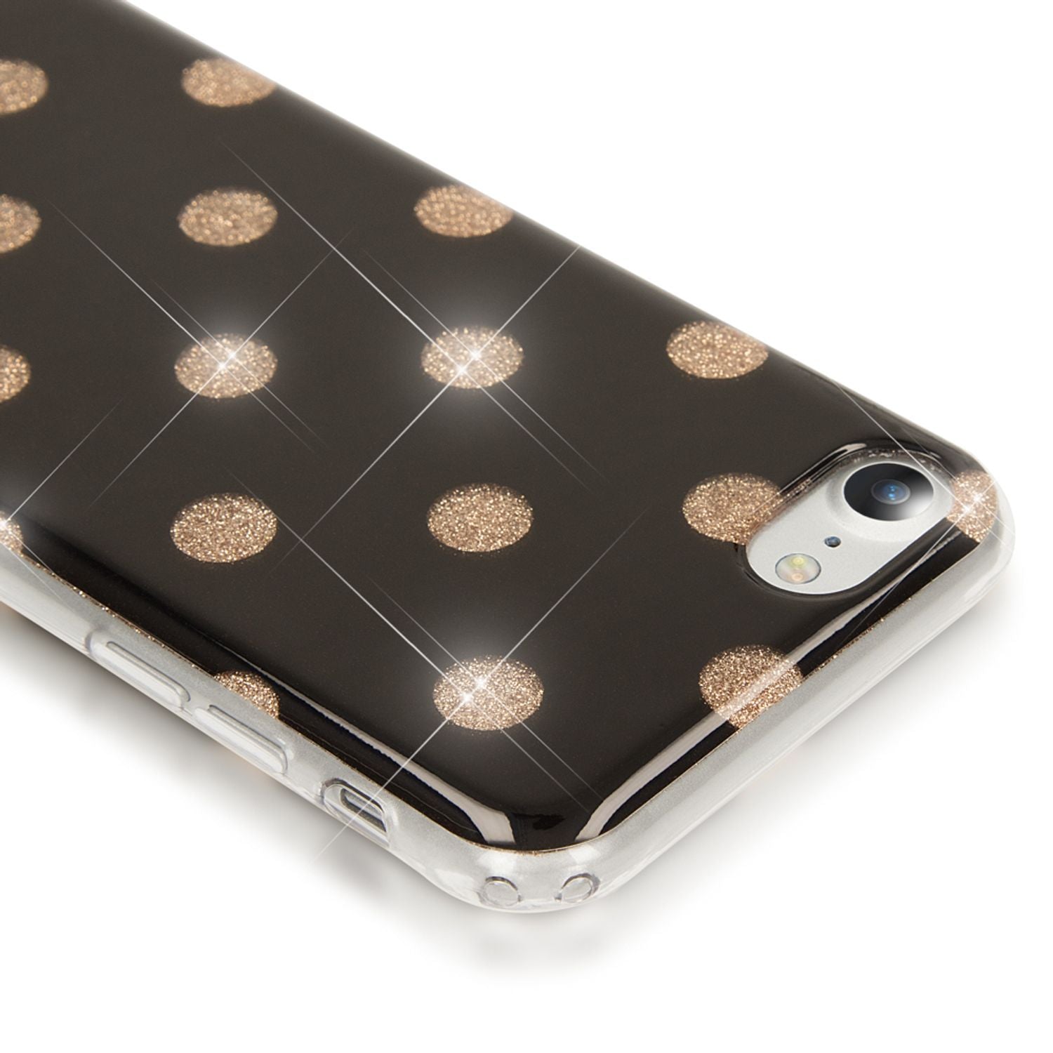 NALIA Handy Hülle für iPhone SE 2020 / 8 / 7, Glitzer Case Muster Cover Schutz Gold NALIA