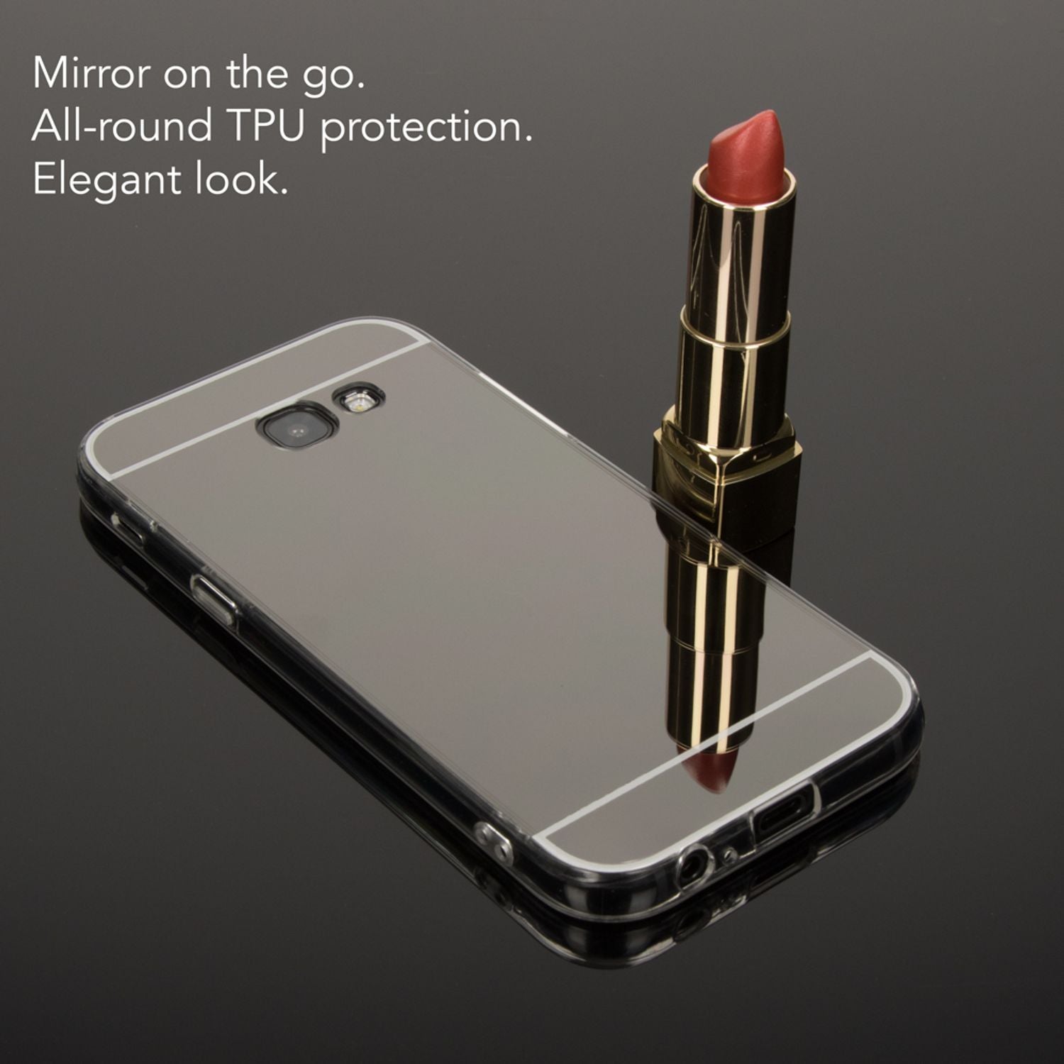 SAMSUNG GALAXY A5 2017 Spiegel Hülle von NALIA, Slim Mirror Case Handyhülle Cover Grau NALIA