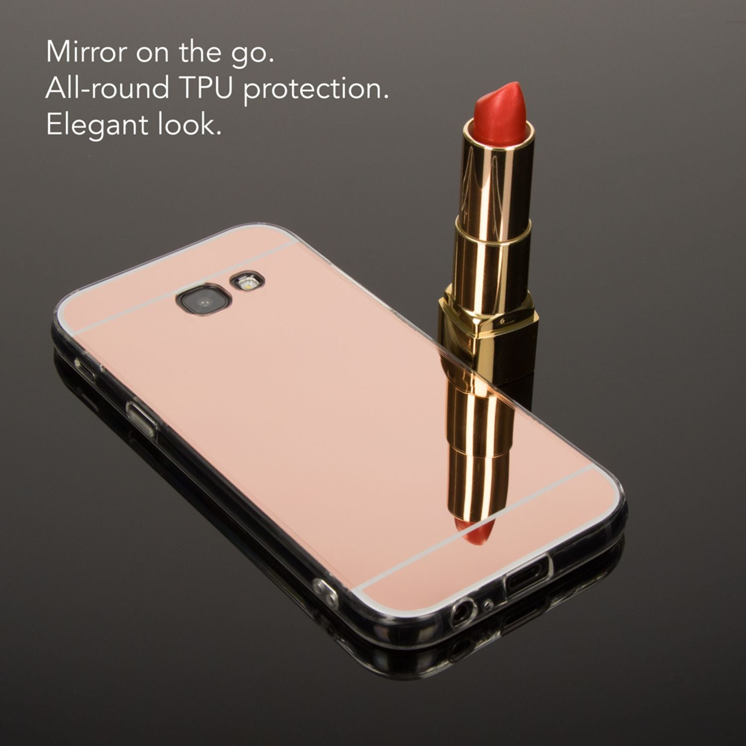 SAMSUNG GALAXY A5 2017 Spiegel Hülle von NALIA, Slim Mirror Case Handyhülle Cover Rose Gold NALIA