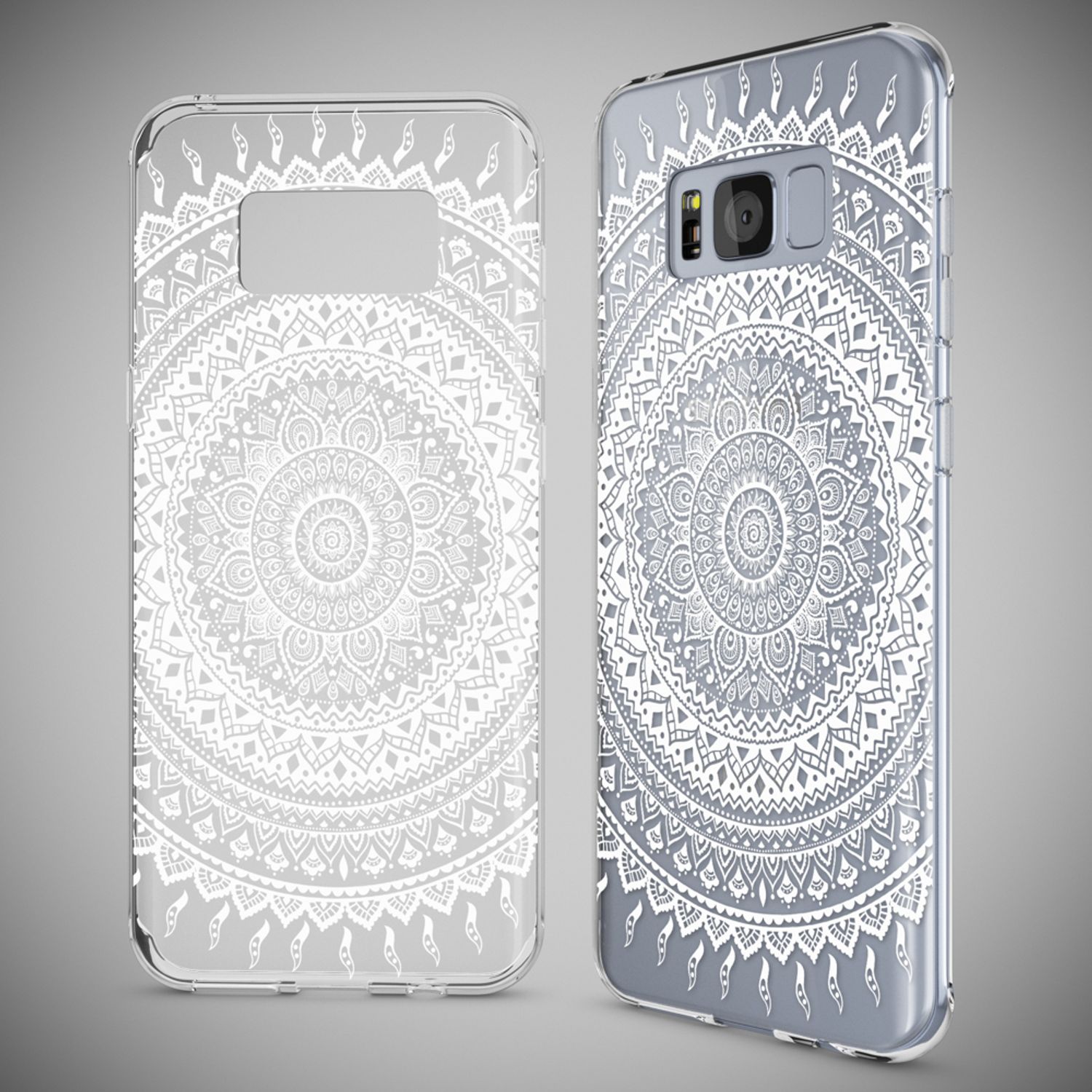 Samsung Galaxy S8 Plus Hülle Handyhülle von NALIA, Silikon Motiv Case Schutzhülle Mandala Weiß NALIA