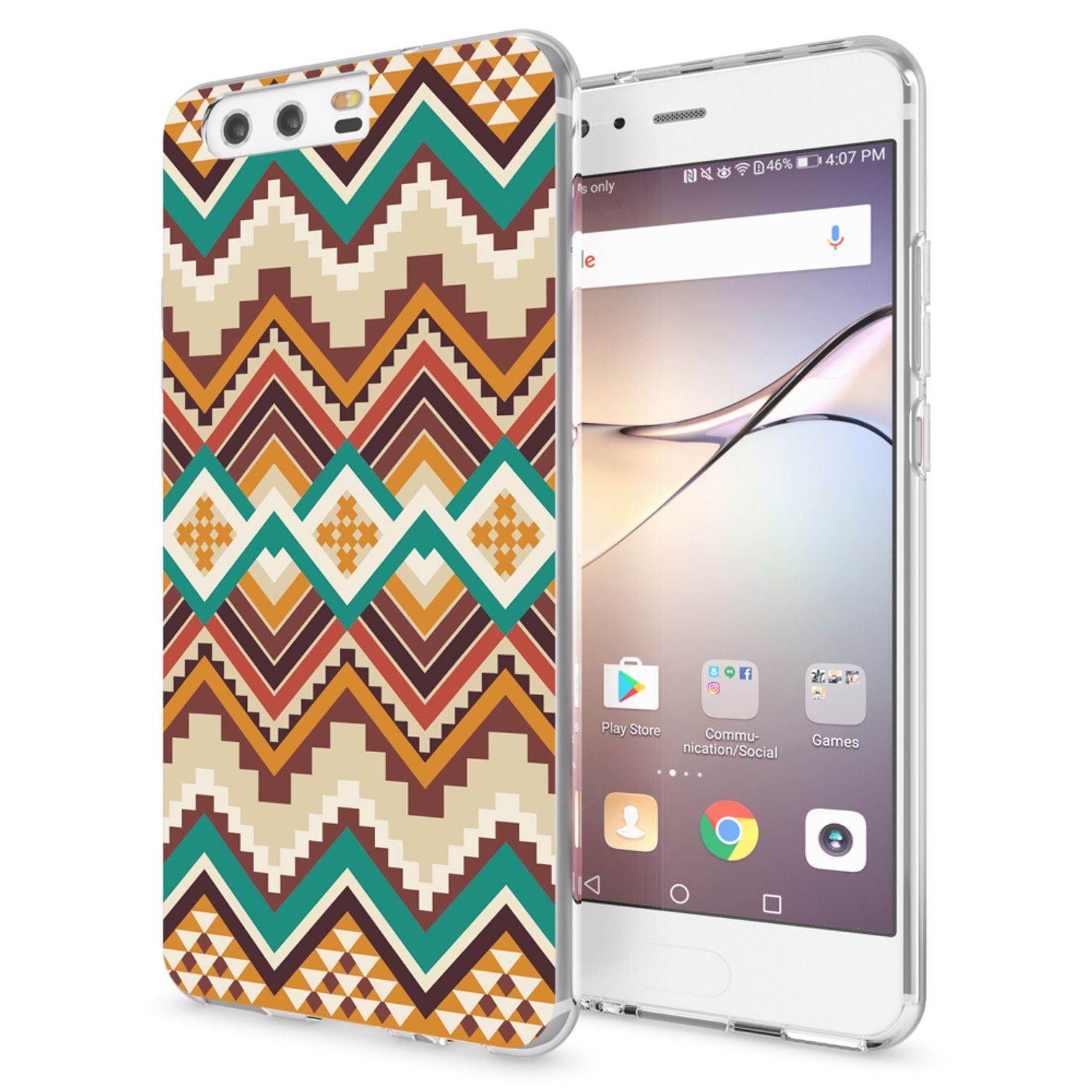 Huawei P10 Hülle Handyhülle von NALIA, Slim Silikon Motiv Case Cover Schutzhülle Indian Pattern NALIA