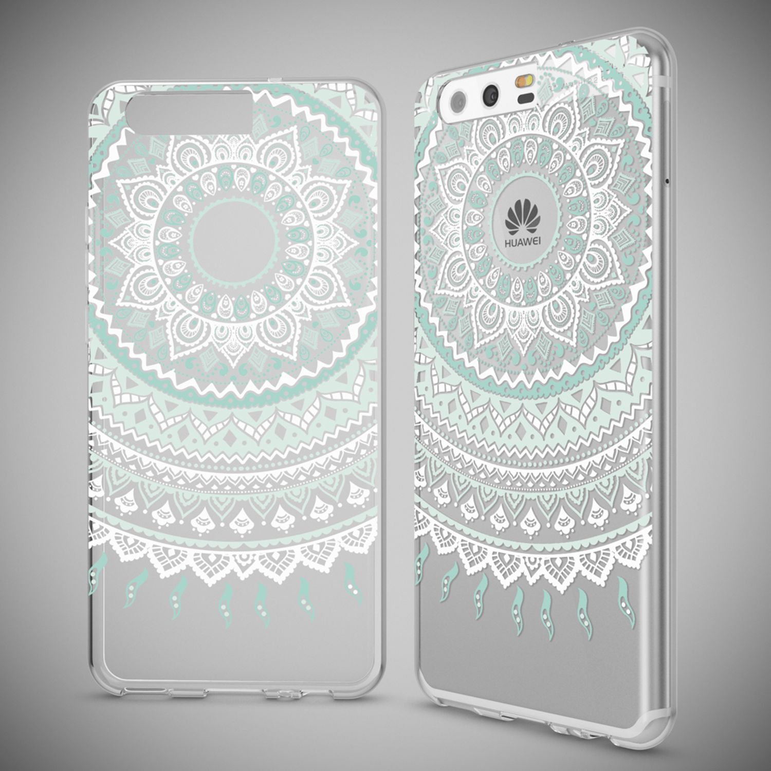 Huawei P10 Hülle Handyhülle von NALIA, Slim Silikon Motiv Case Cover Schutzhülle Mandala Blau Türkis NALIA