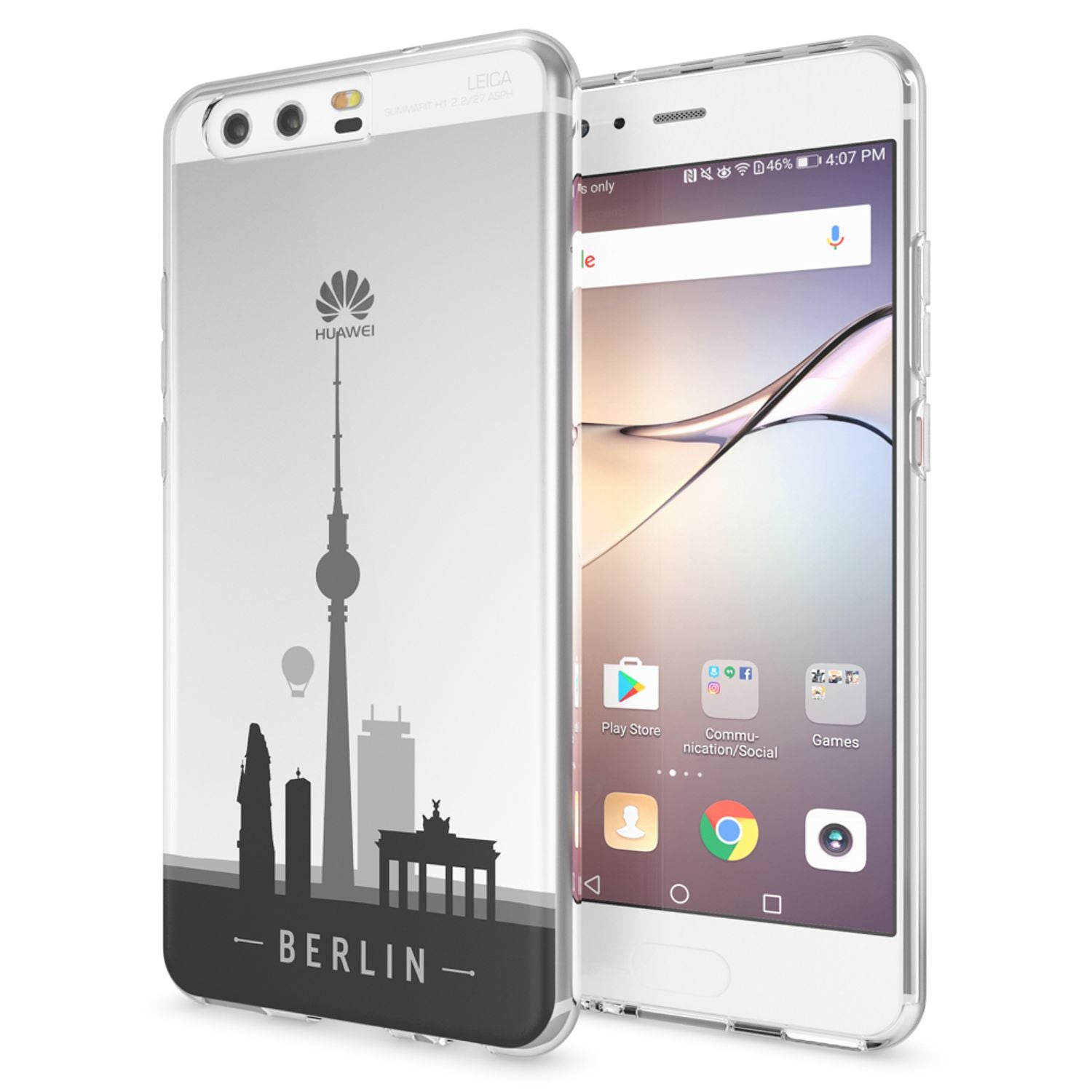 Huawei P10 Hülle Handyhülle von NALIA, Slim Silikon Motiv Case Cover Schutzhülle Berlin Skyline NALIA