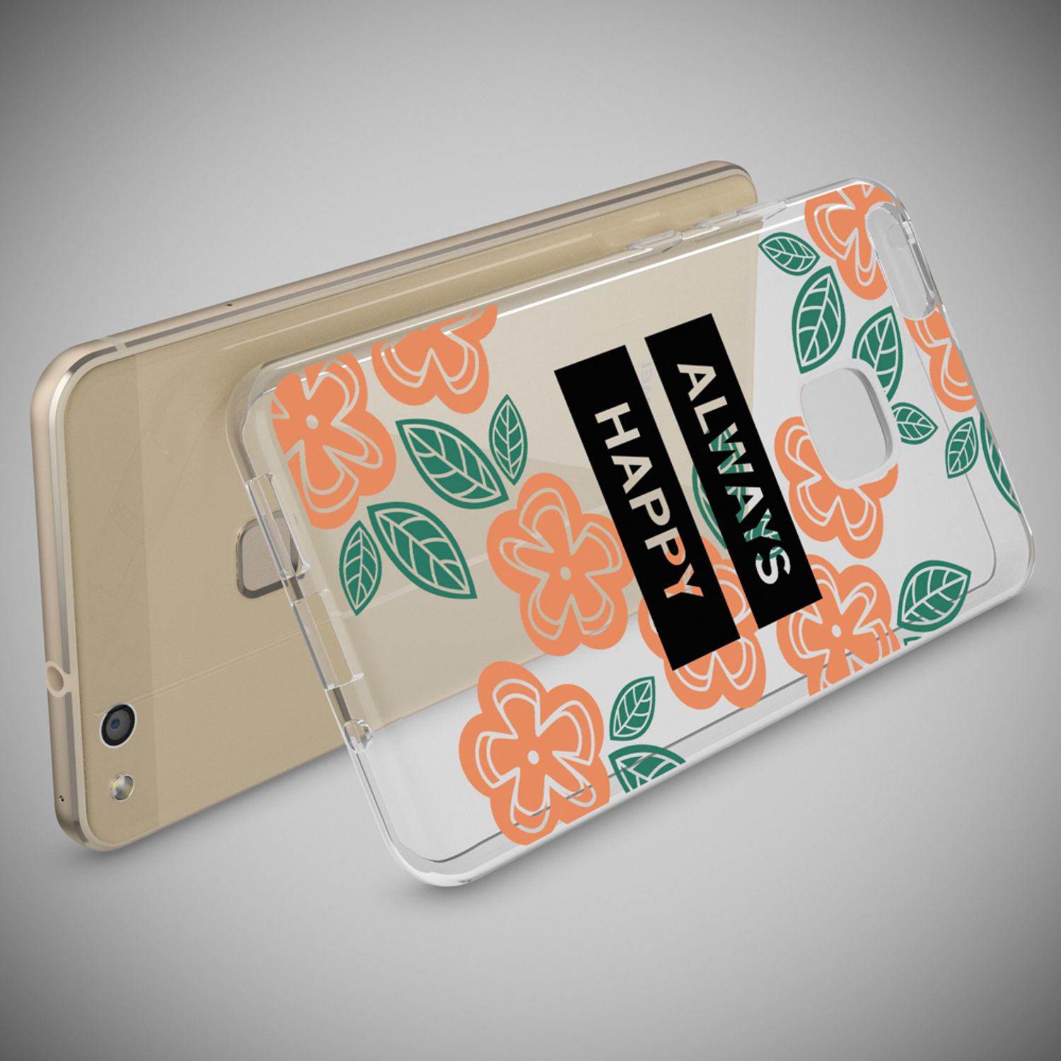 Huawei P10 Lite Hülle Handyhülle von NALIA, Slim Silikon Motiv Cover Schutzhülle Always Happy NALIA