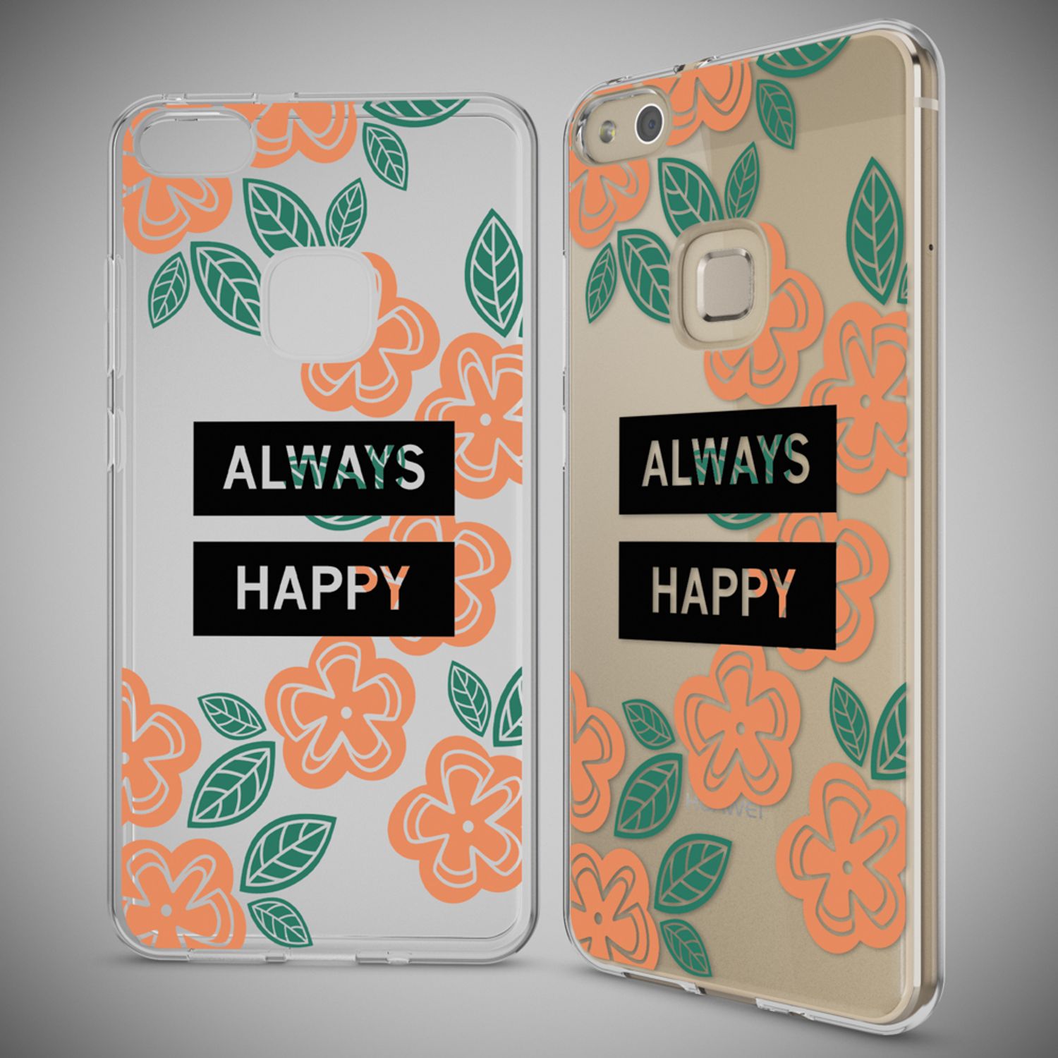 Huawei P10 Lite Hülle Handyhülle von NALIA, Slim Silikon Motiv Cover Schutzhülle Always Happy NALIA