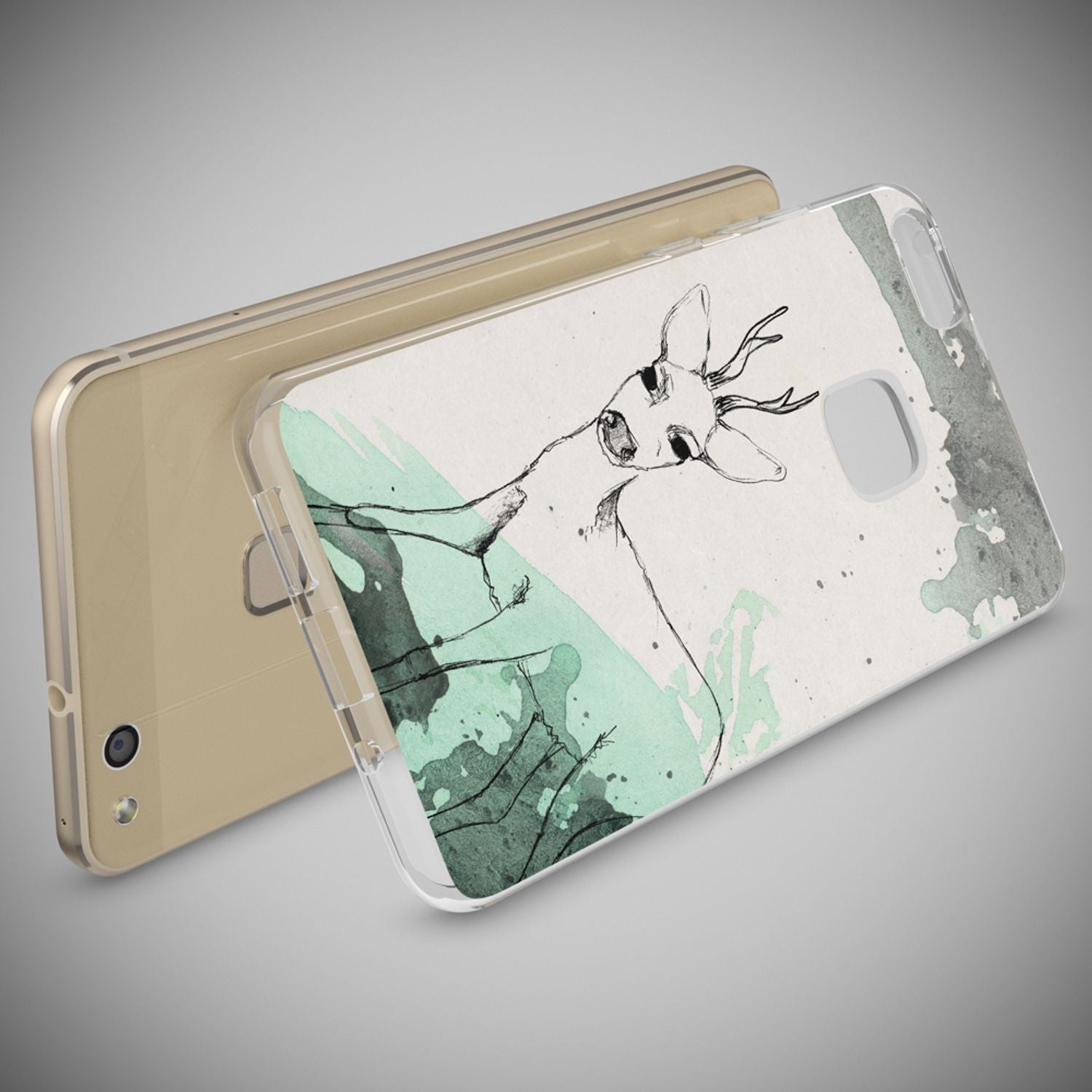 Huawei P10 Lite Hülle Handyhülle von NALIA, Slim Silikon Motiv Cover Schutzhülle Deer NALIA