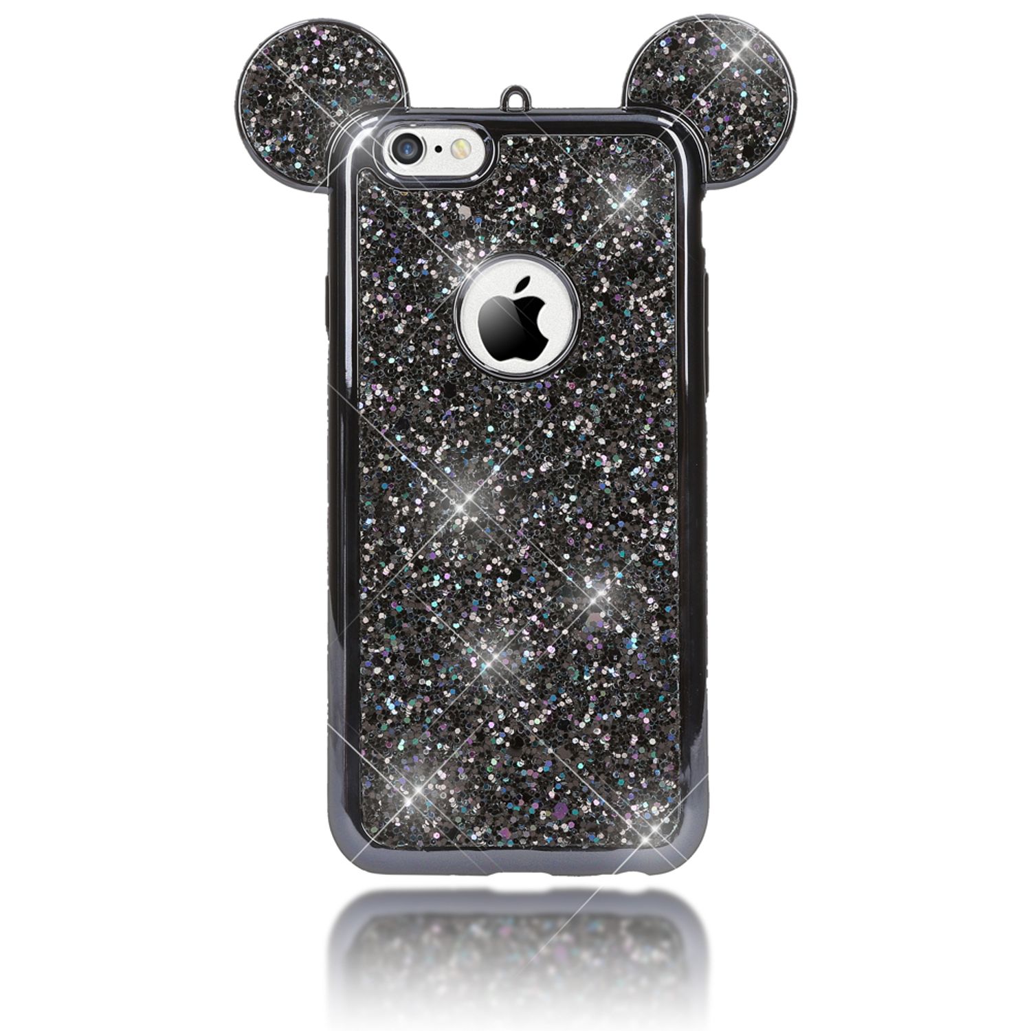 Apple iPhone 6 6S Handy Hülle von NALIA, Glitzer Back Cover Case mit Maus Ohren NALIA