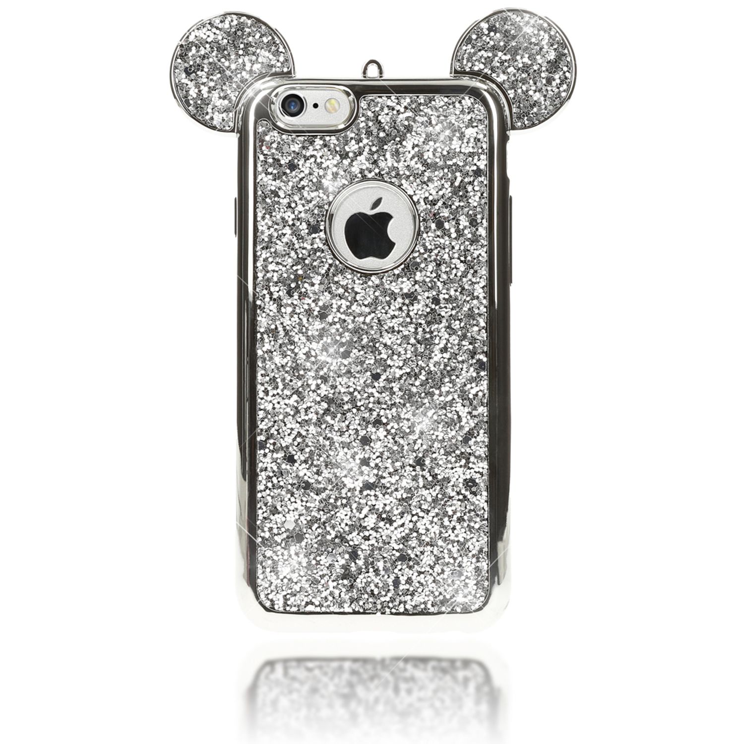 Apple iPhone 6 6S Handy Hülle von NALIA, Glitzer Back Cover Case mit Maus Ohren Pink NALIA