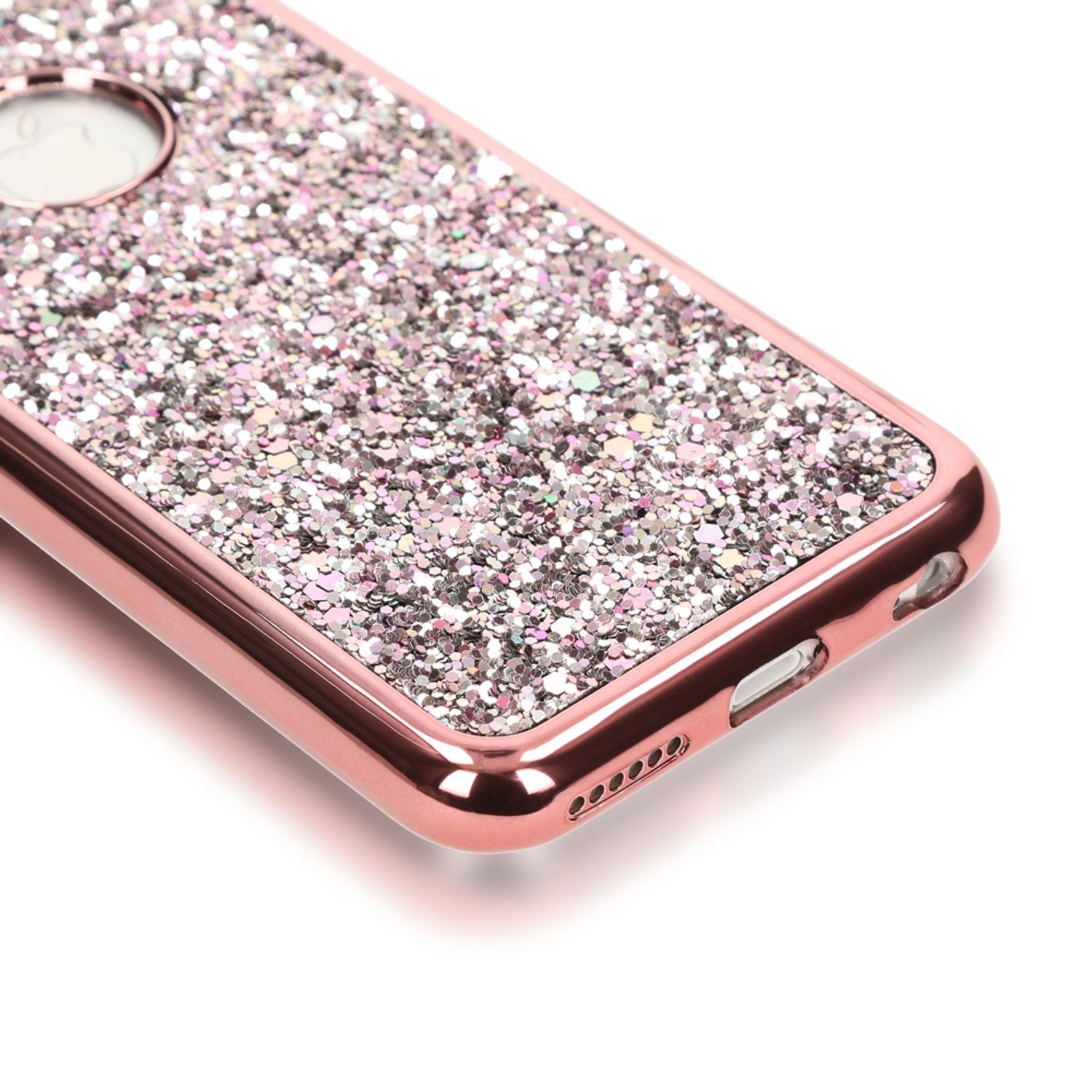Apple iPhone 6 6S Handy Hülle von NALIA, Glitzer Back Cover Case mit Maus Ohren Rose Gold NALIA