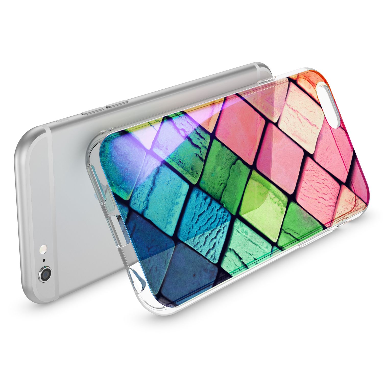 Apple iPhone 6 6S Handy Hülle 3D von NALIA Glitzer Silikon Case Cover Schutzhülle Pastel Geometry NALIA