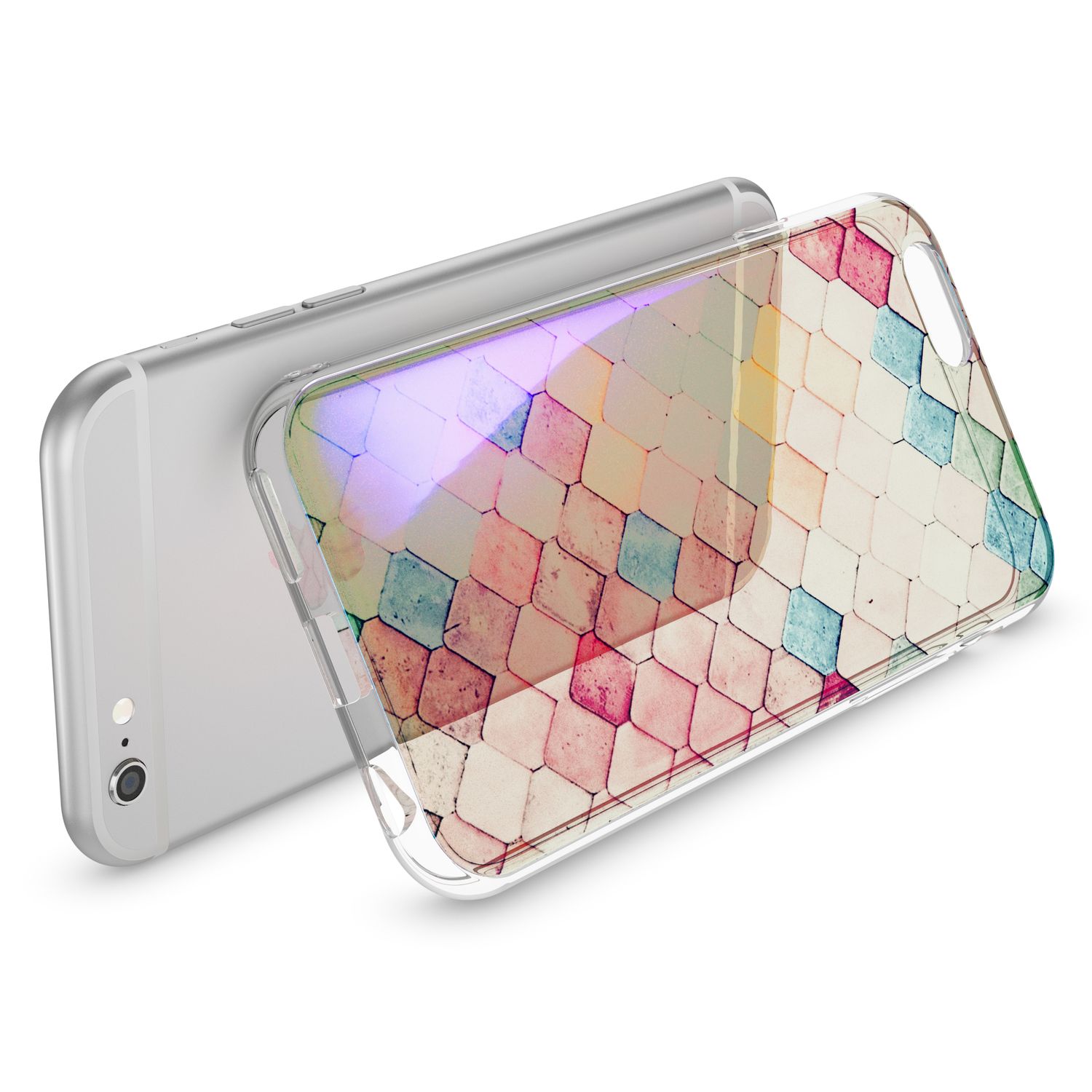Apple iPhone 6 6S Handy Hülle 3D von NALIA Glitzer Silikon Case Cover Schutzhülle Pastel Geometry NALIA