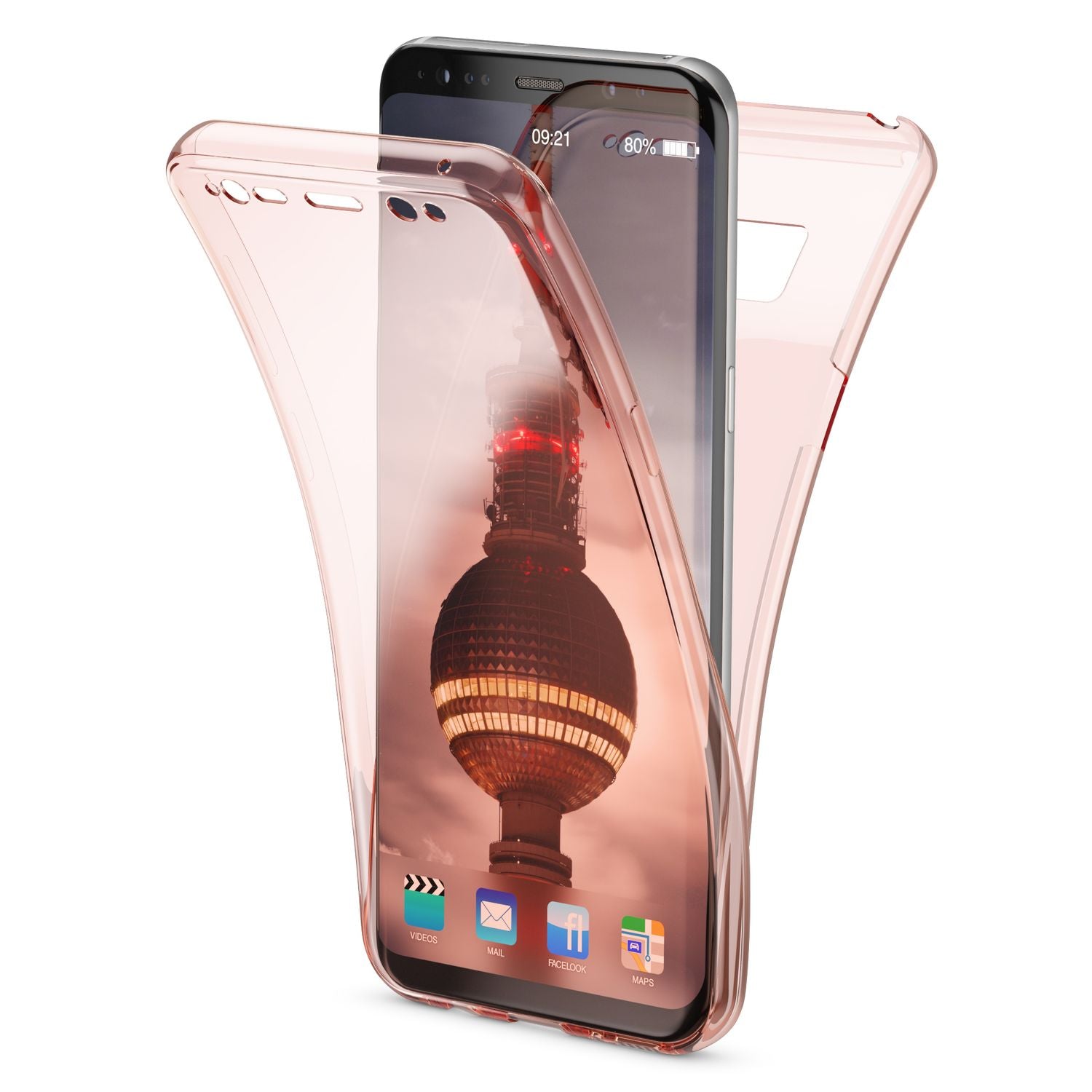 NALIA 360 Grad Hülle für Samsung Galaxy S8, Full Cover Handy Schutzhülle Case Rose Gold NALIA