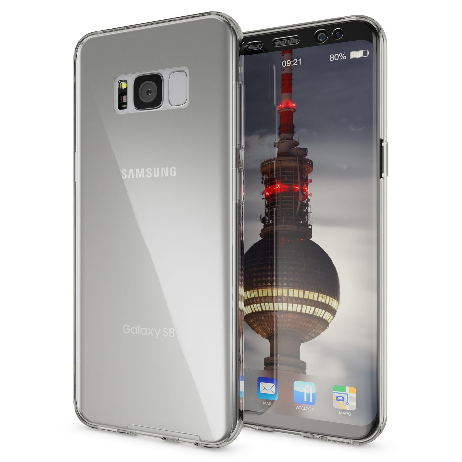 NALIA 360 Grad Hülle für Samsung Galaxy S8, Full Cover Handy Schutzhülle Case Grau NALIA