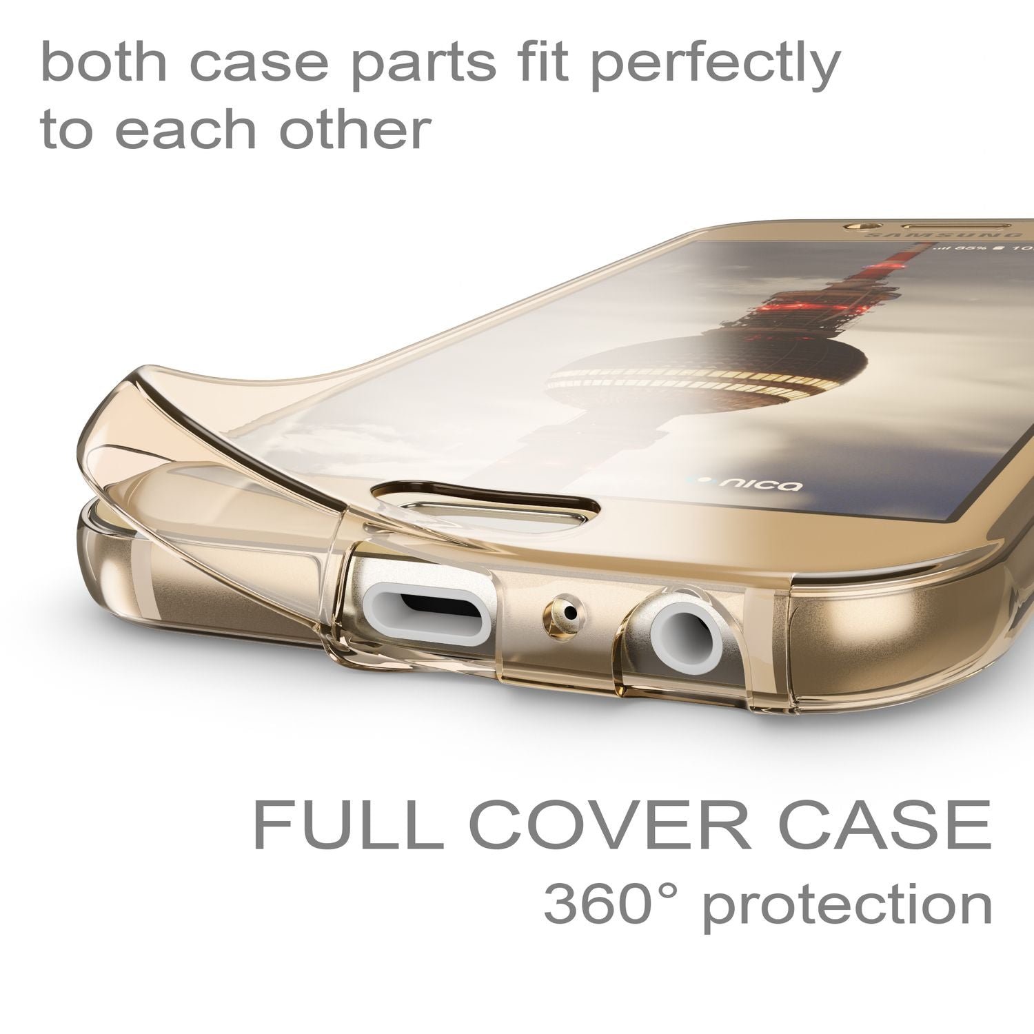 Samsung Galaxy A5 2017 Hülle 360 Handyhülle von NALIA, Full Cover Rundum TPU Case Gold NALIA