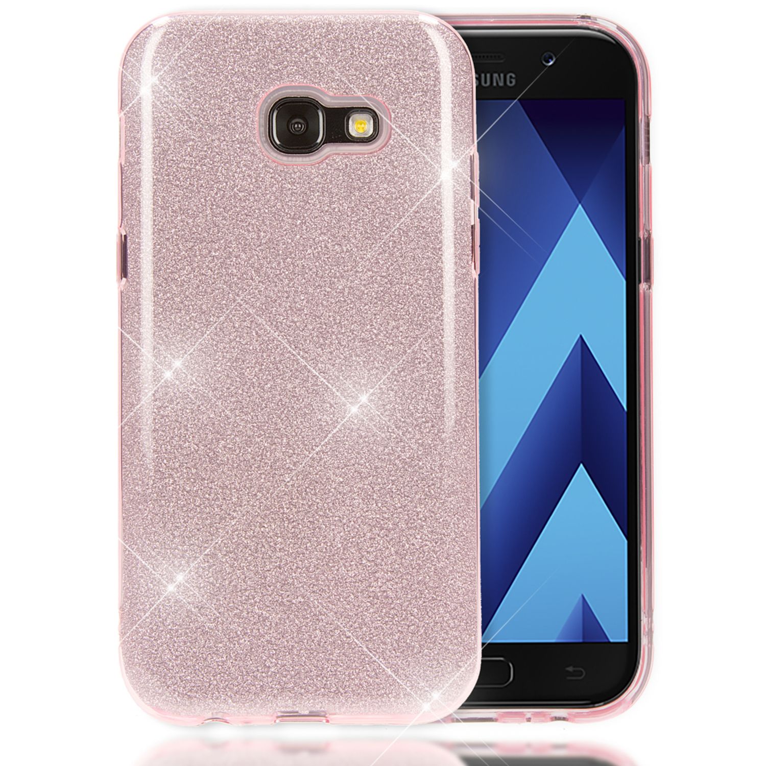 Samsung Galaxy A5 2017 Handy Hülle von NALIA, Glitzer Silikon Cover Case Schutz Pink NALIA Protective Hülle