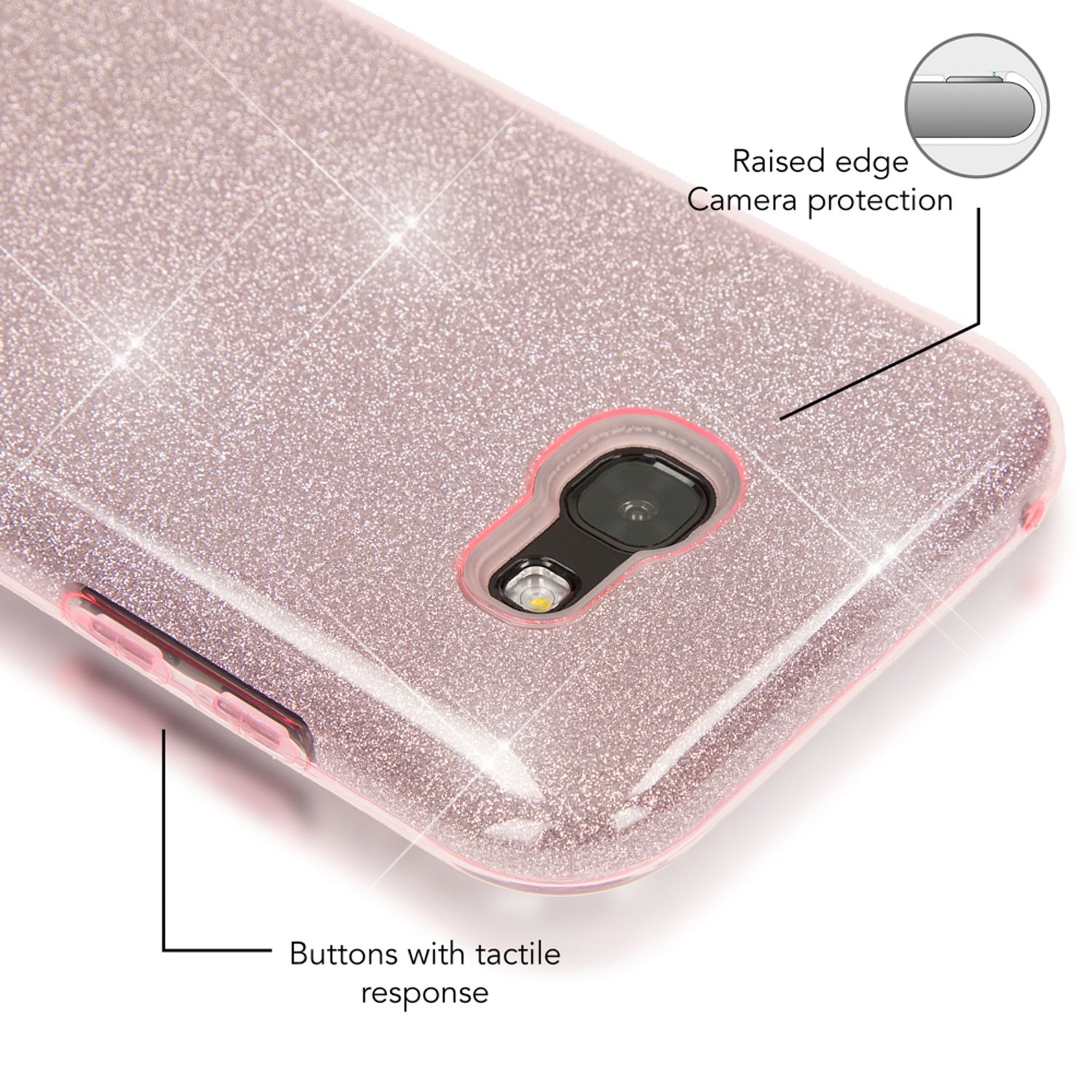 Samsung Galaxy A5 2017 Handy Hülle von NALIA, Glitzer Silikon Cover Case Schutz Pink NALIA Protective Hülle