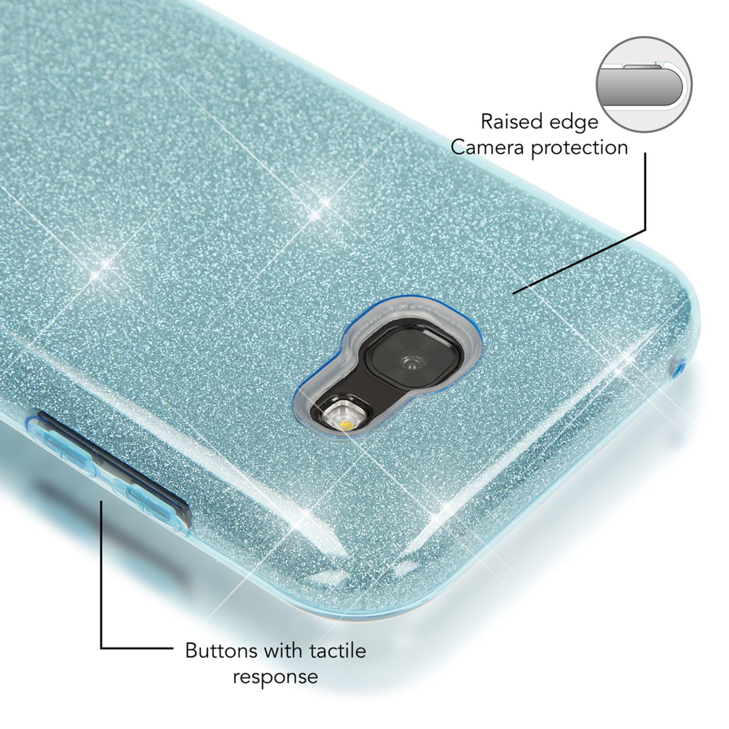 Samsung Galaxy A5 2017 Handy Hülle von NALIA, Glitzer Silikon Cover Case Schutz Türkis NALIA Protective Hülle