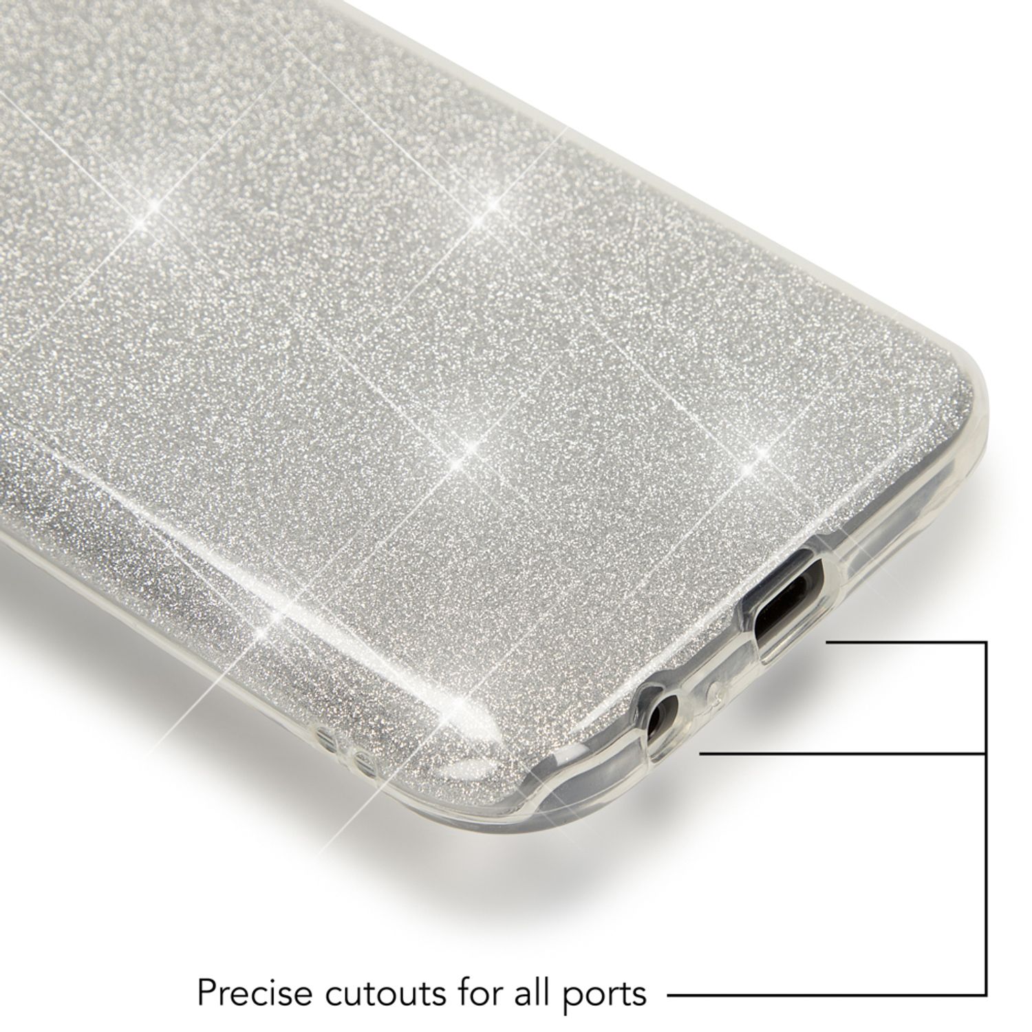 Samsung Galaxy A5 2017 Handy Hülle von NALIA, Glitzer Silikon Cover Case Schutz Silber NALIA Protective Hülle