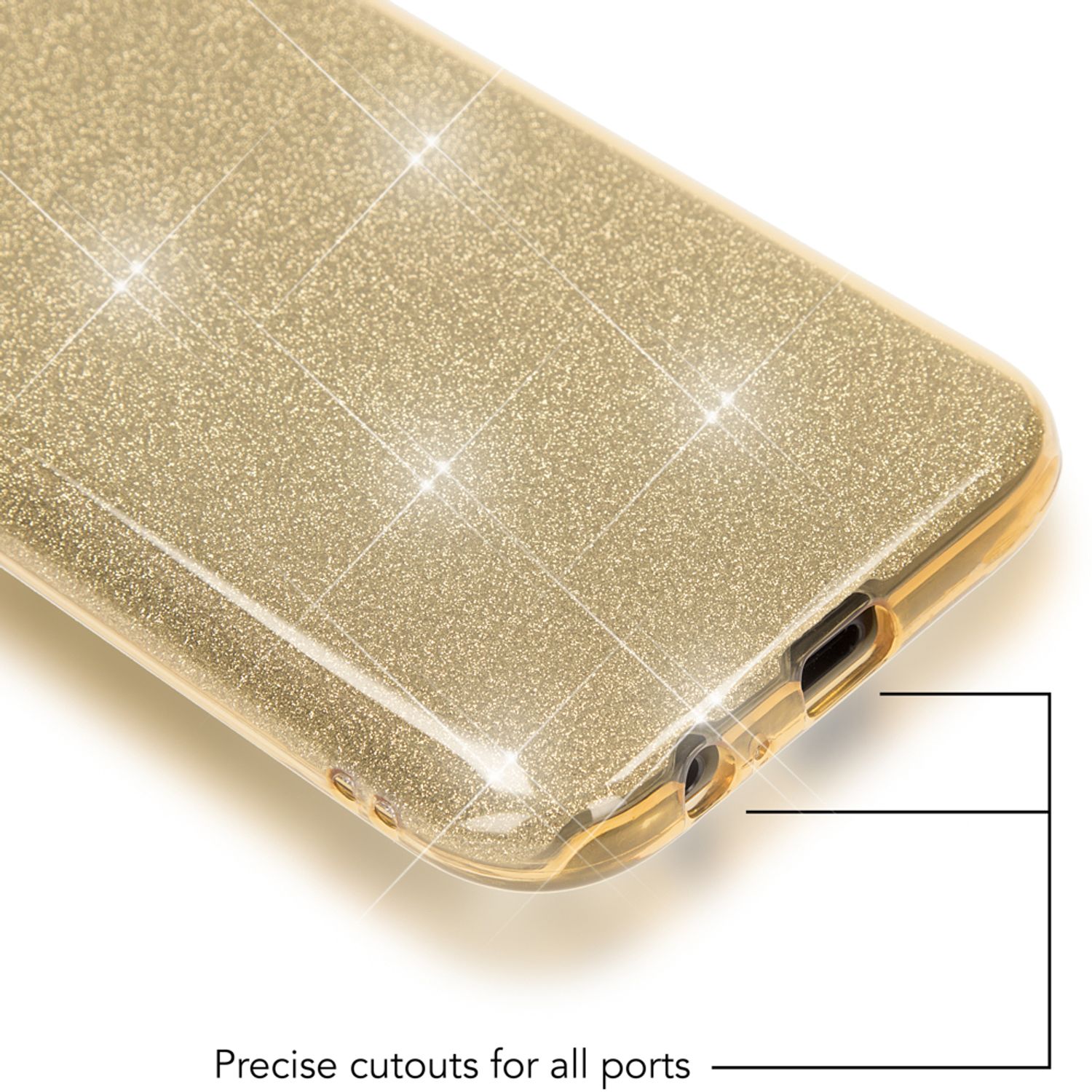 Samsung Galaxy A5 2017 Handy Hülle von NALIA, Glitzer Silikon Cover Case Schutz Gold NALIA Protective Hülle