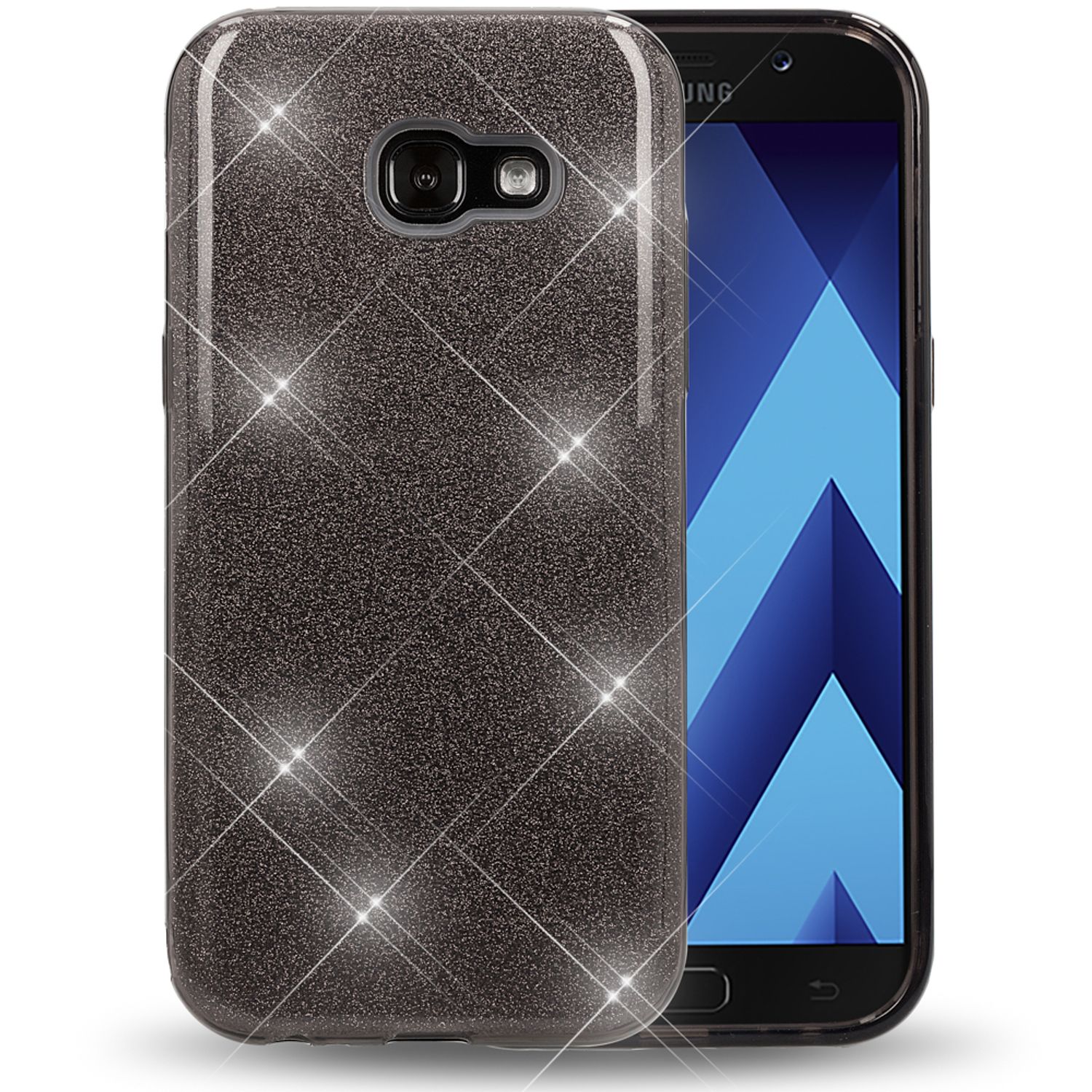 Samsung Galaxy A5 2017 Handy Hülle von NALIA, Glitzer Silikon Cover Case Schutz Schwarz NALIA Protective Hülle