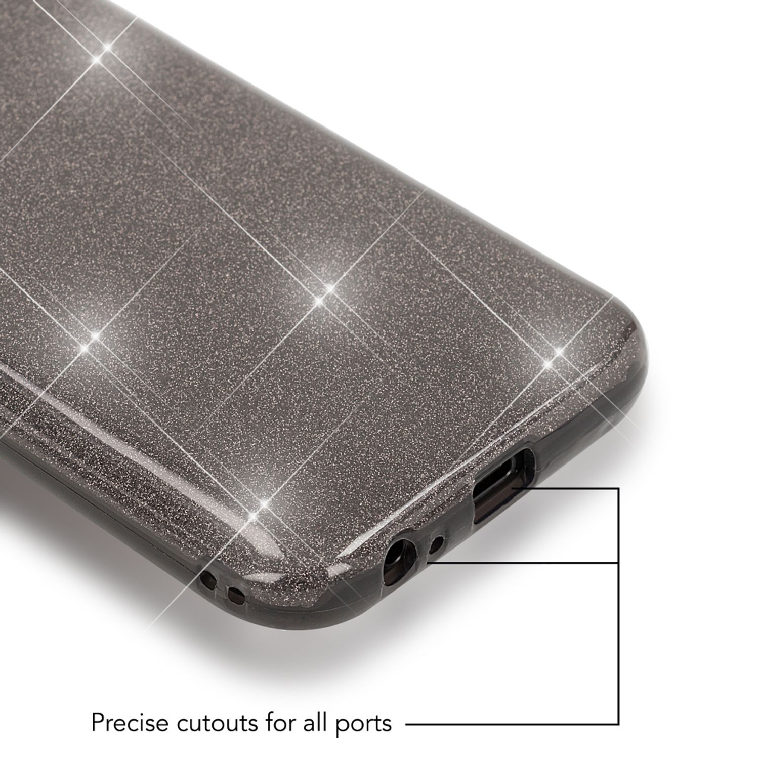 Samsung Galaxy A5 2017 Handy Hülle von NALIA, Glitzer Silikon Cover Case Schutz Schwarz NALIA Protective Hülle