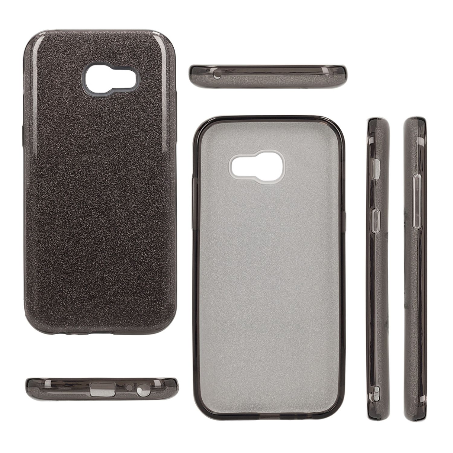 Samsung Galaxy A5 2017 Handy Hülle von NALIA, Glitzer Silikon Cover Case Schutz Schwarz NALIA Protective Hülle