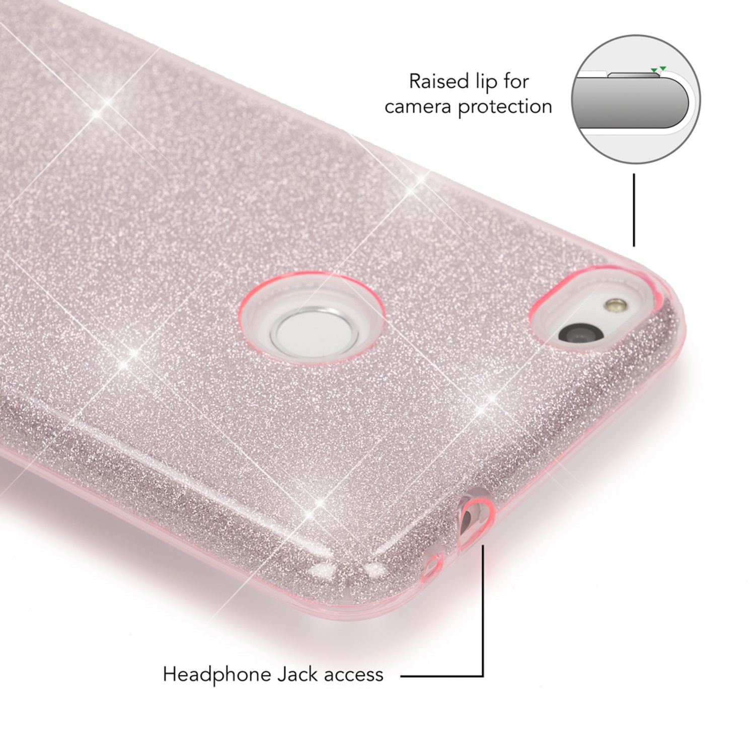 Huawei P8 Lite (2017) Glitzer Handy Hülle von NALIA, Silikon Case Cover Schutz Gold NALIA Protective Hülle