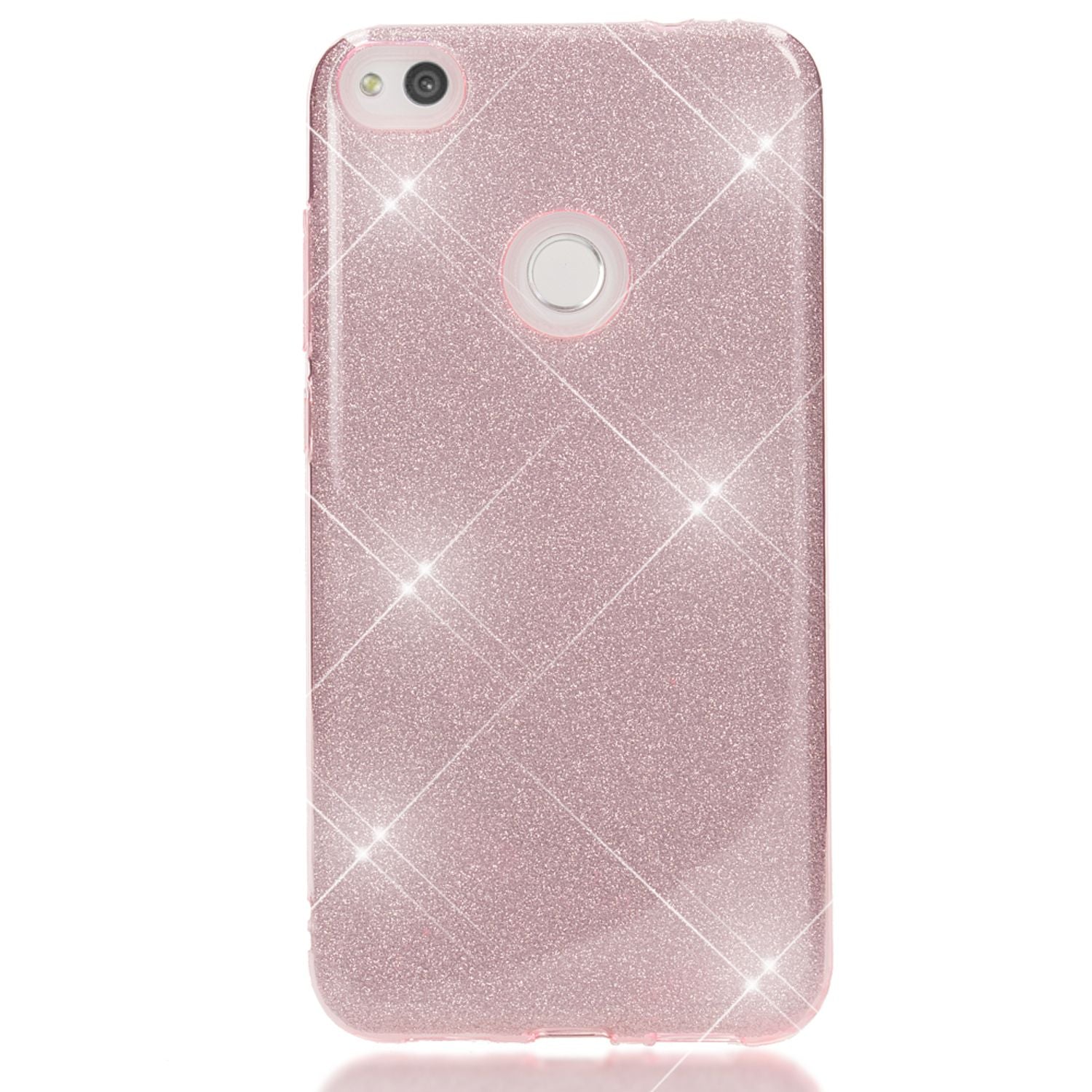 Huawei P8 Lite (2017) Glitzer Handy Hülle von NALIA, Silikon Case Cover Schutz Gold NALIA Protective Hülle