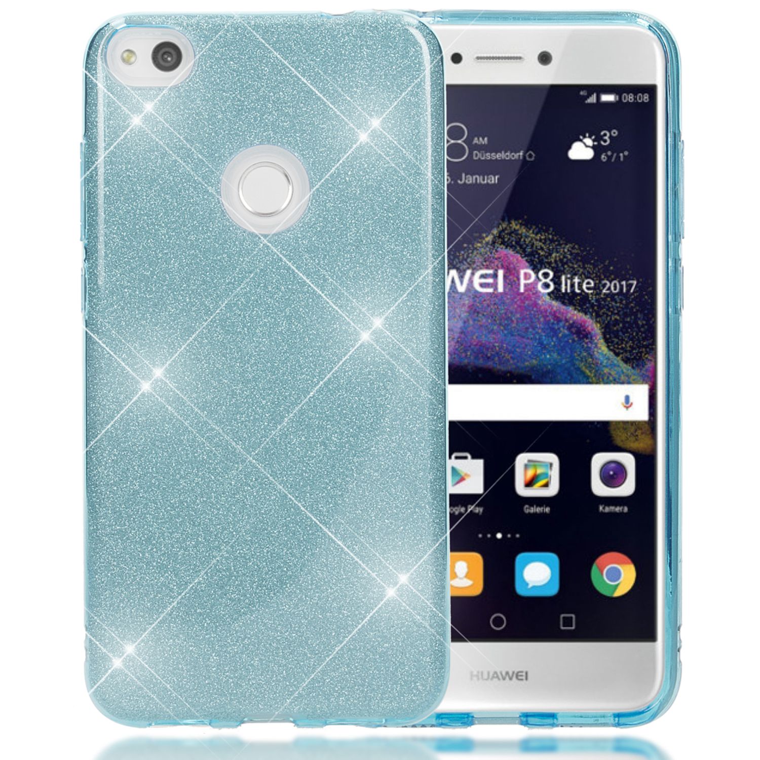 Huawei P8 Lite (2017) Glitzer Handy Hülle von NALIA, Silikon Case Cover Schutz NALIA Protective Hülle