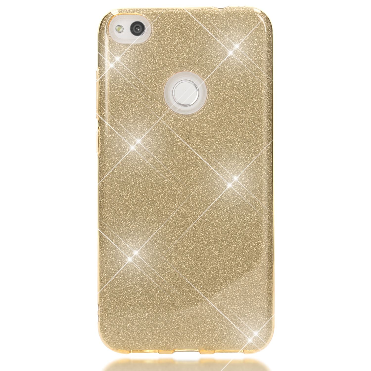 Huawei P8 Lite (2017) Glitzer Handy Hülle von NALIA, Silikon Case Cover Schutz Gold NALIA Protective Hülle