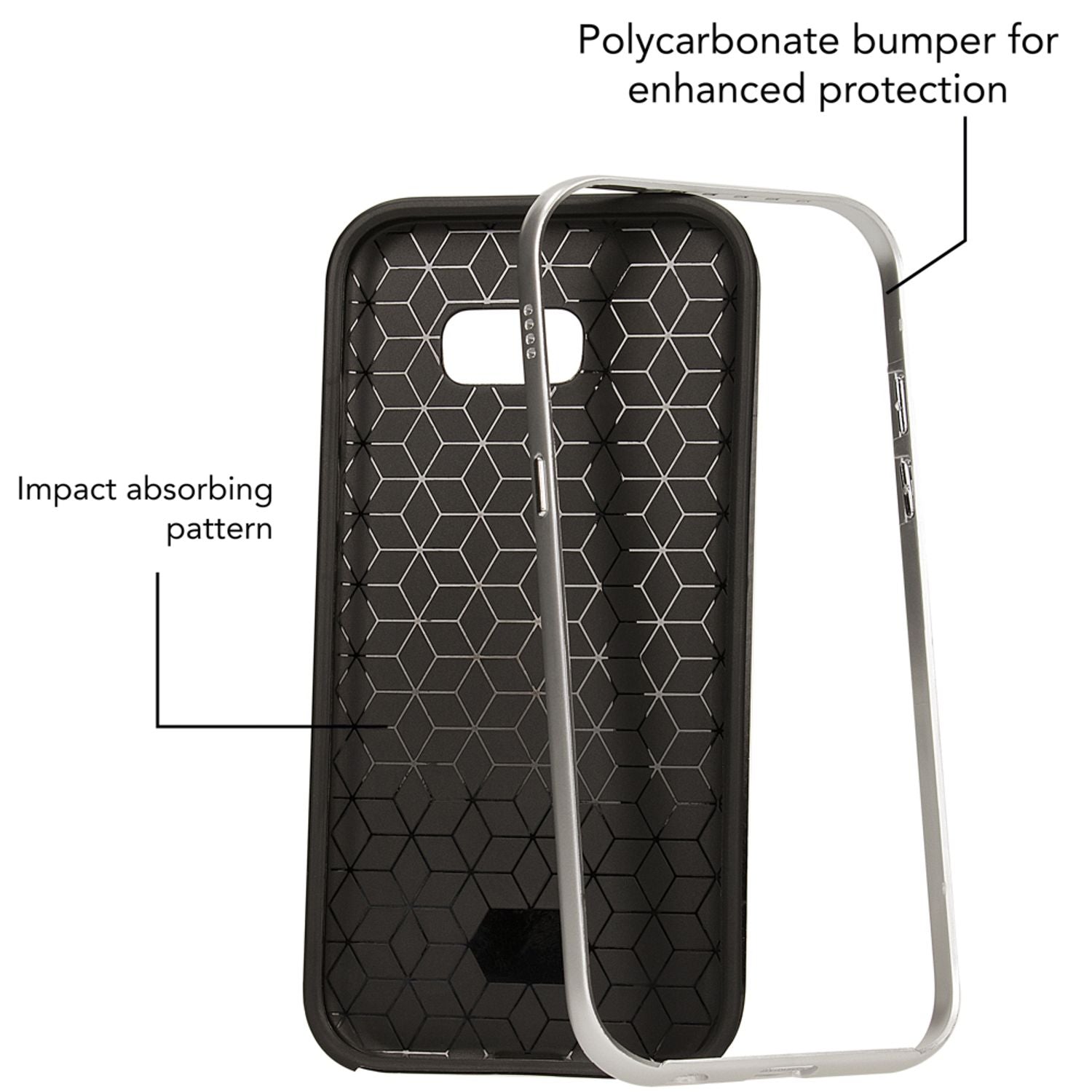 Samsung Galaxy A5 17 Handy Hülle Carbon Case von NALIA, Silikon Cover mit Bumper Silber NALIA