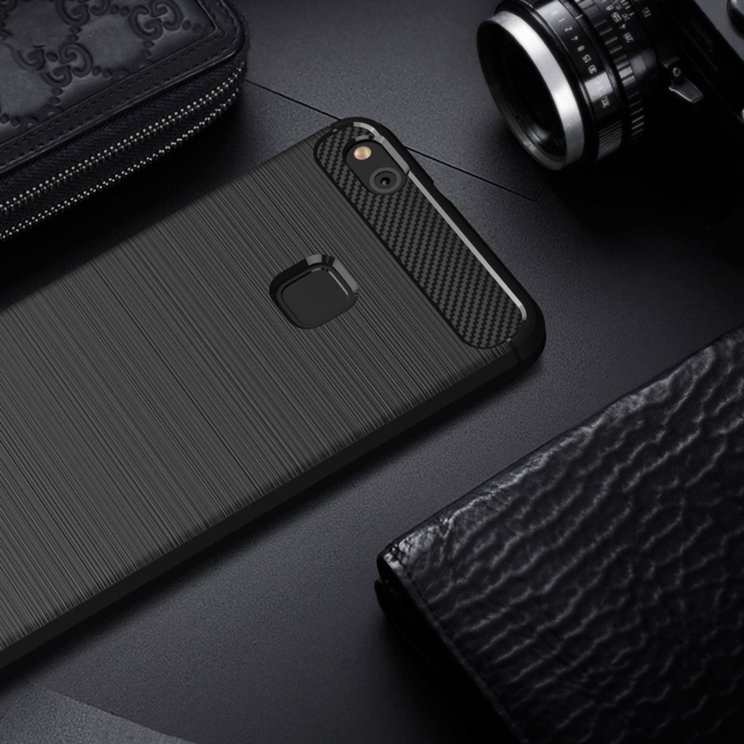 Huawei P10 Lite Hülle Handyhülle von NALIA, Dünnes Silikon TPU Cover Case Bumper Schwarz NALIA Protective Hülle