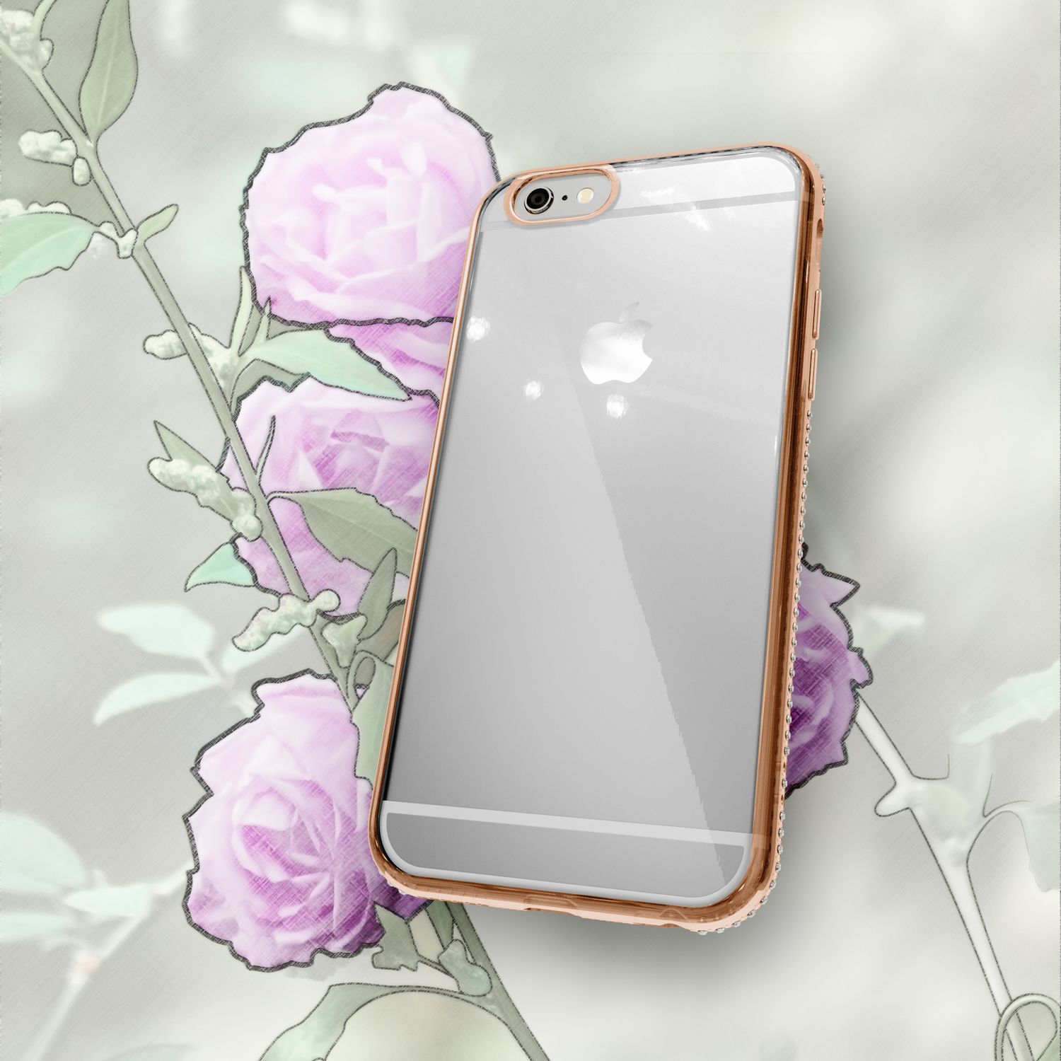 iPhone 6 6S Handy Hülle von NALIA, Silikon Strass Bumper Glitter Rand Case Cover NALIA