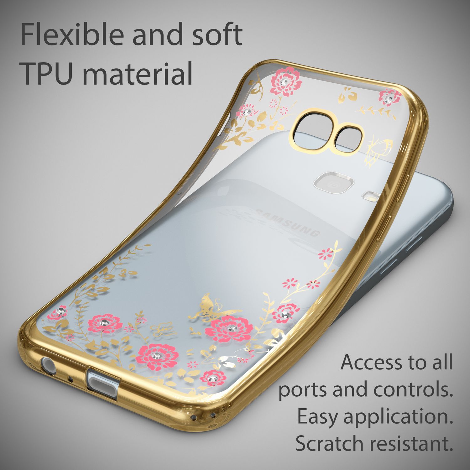 Samsung Galaxy A5 2017 Hülle Handyhülle von NALIA, Durchsichtiges Silikon Case Gold NALIA