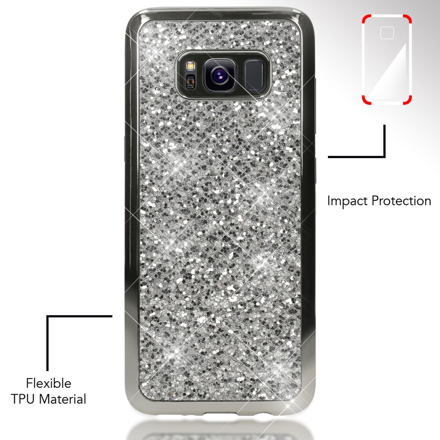 Samsung Galaxy S8 Plus Glitzer Handy Hülle von NALIA, Glitter Cover Bling Case Rot NALIA