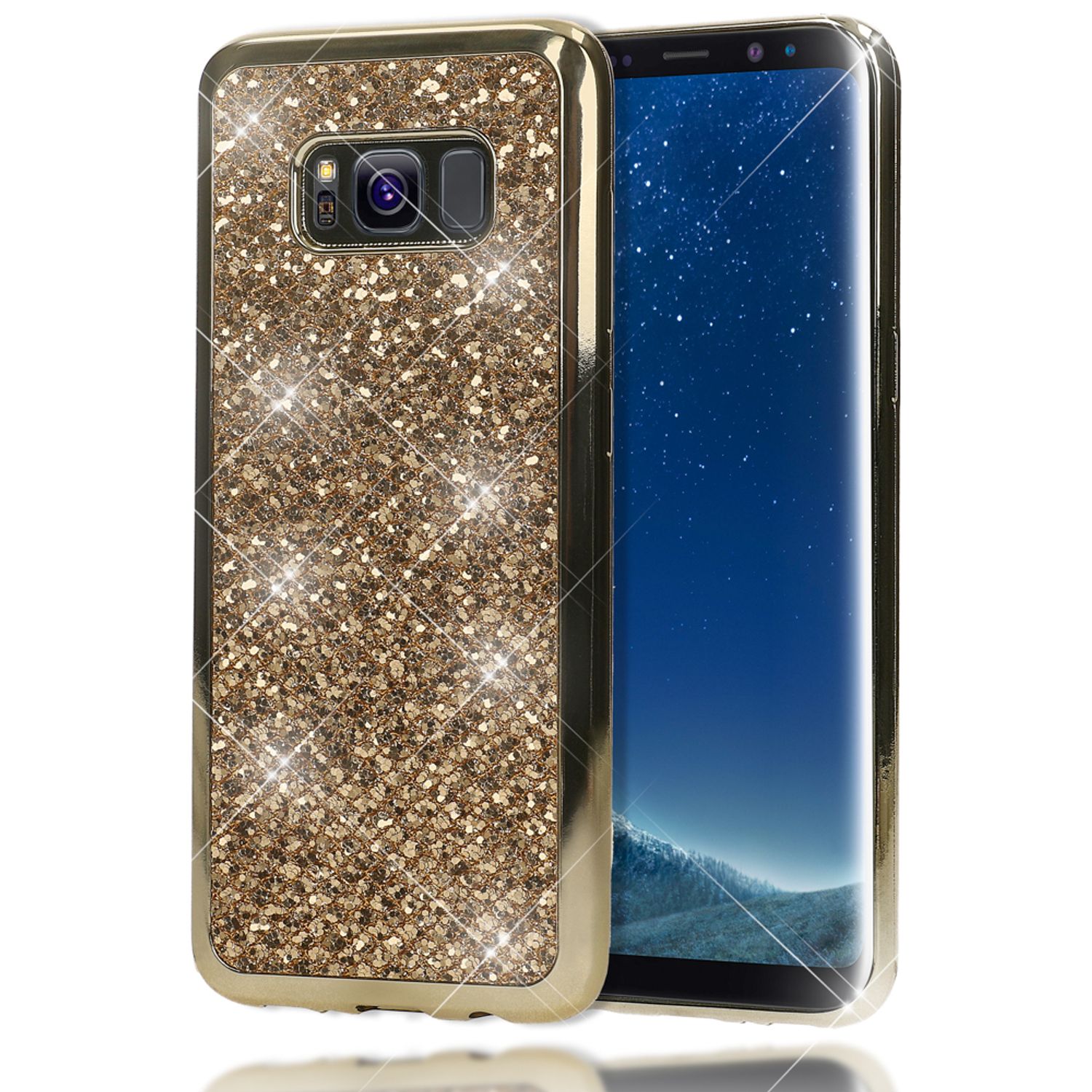 Samsung Galaxy S8 Plus Glitzer Handy Hülle von NALIA, Glitter Cover Bling Case Rot NALIA