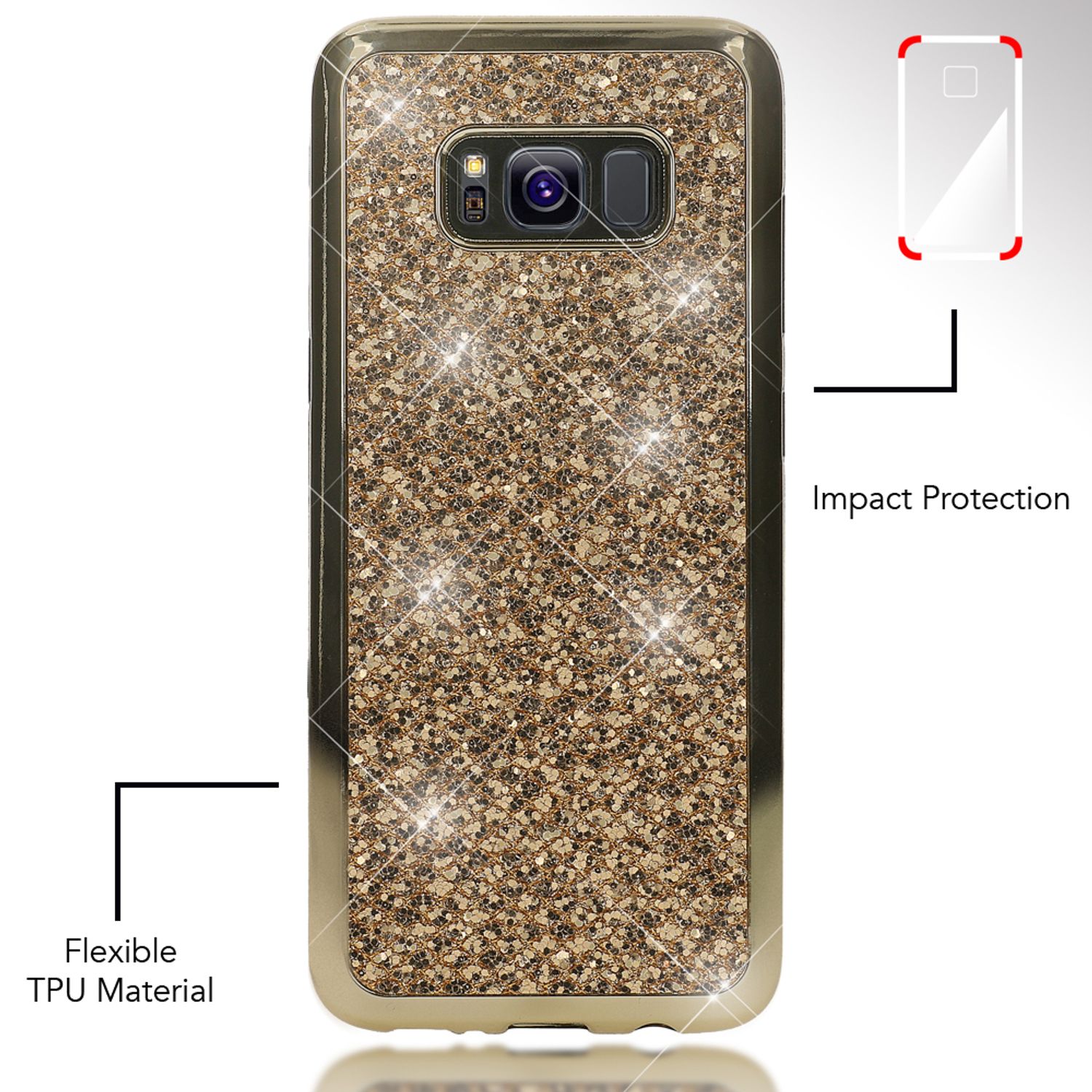 Samsung Galaxy S8 Plus Glitzer Handy Hülle von NALIA, Glitter Cover Bling Case Rot NALIA