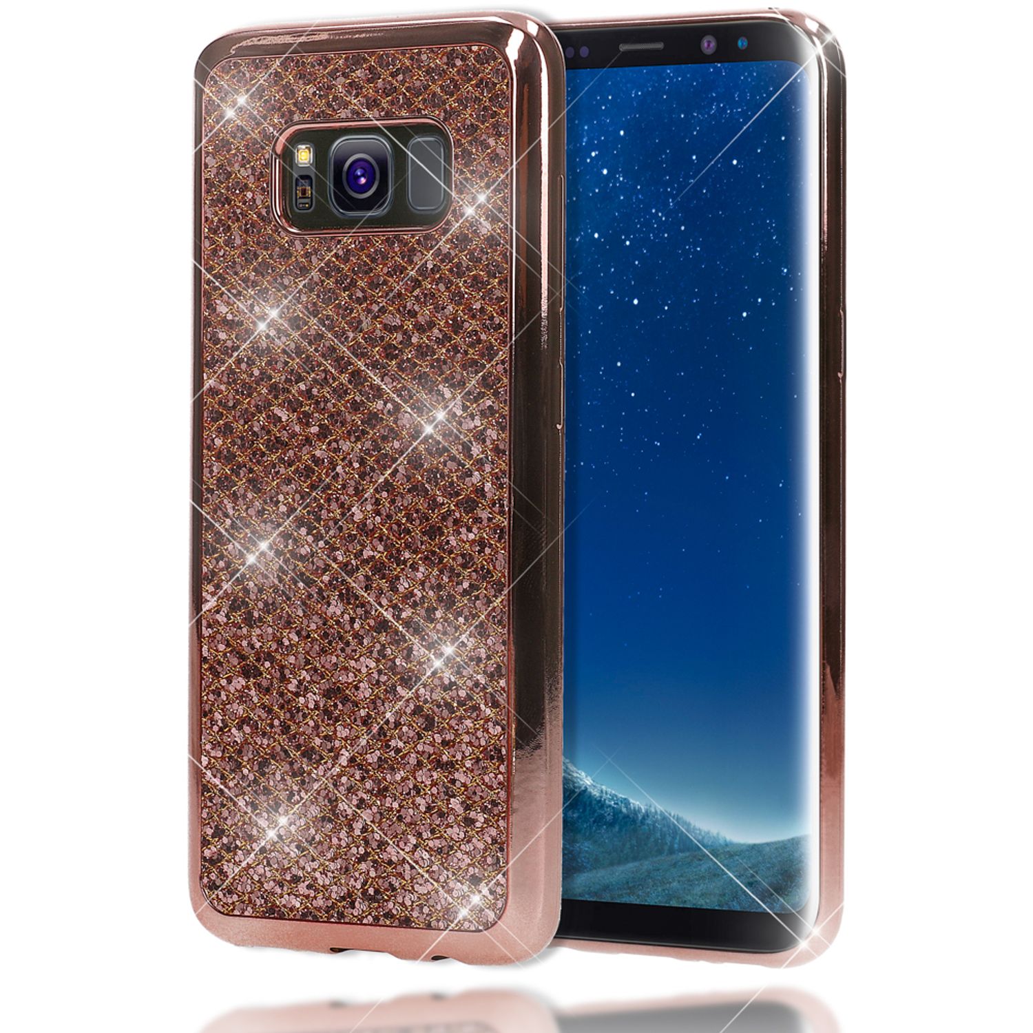 Samsung Galaxy S8 Plus Glitzer Handy Hülle von NALIA, Glitter Cover Bling Case Rot NALIA