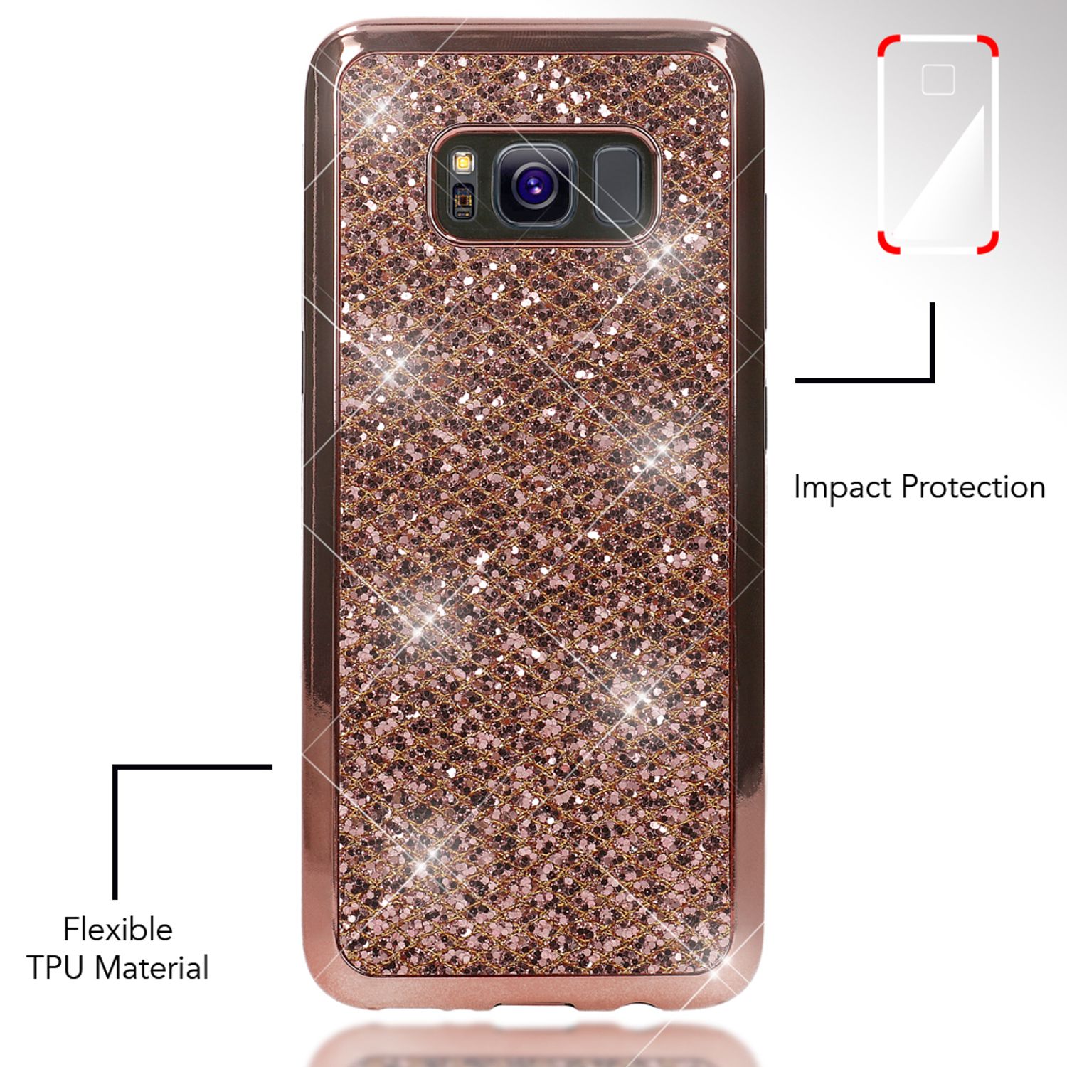 Samsung Galaxy S8 Plus Glitzer Handy Hülle von NALIA, Glitter Cover Bling Case Rot NALIA