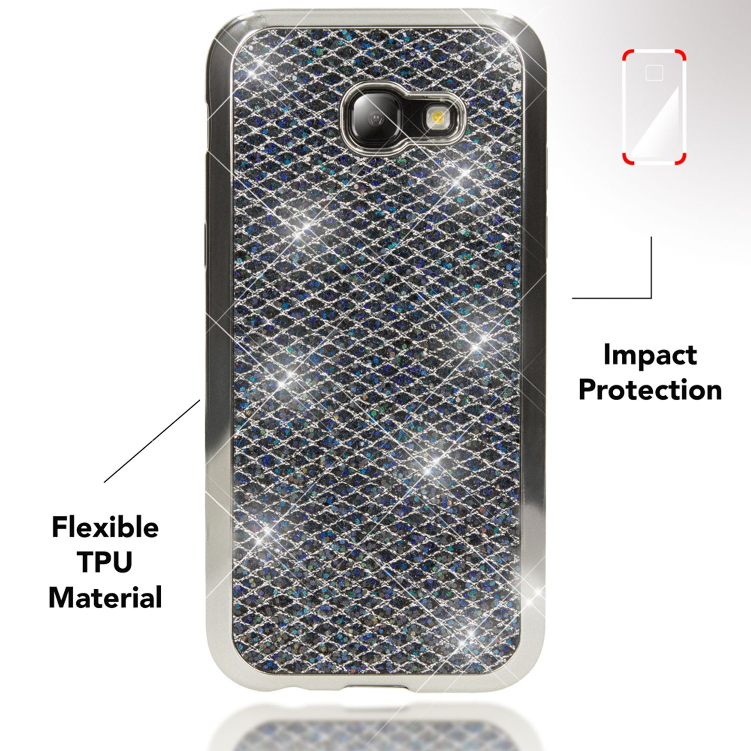 Samsung Galaxy A5 2017 Hülle Handyhülle von NALIA, Glitzer Glitter Schutzhülle Schwarz NALIA