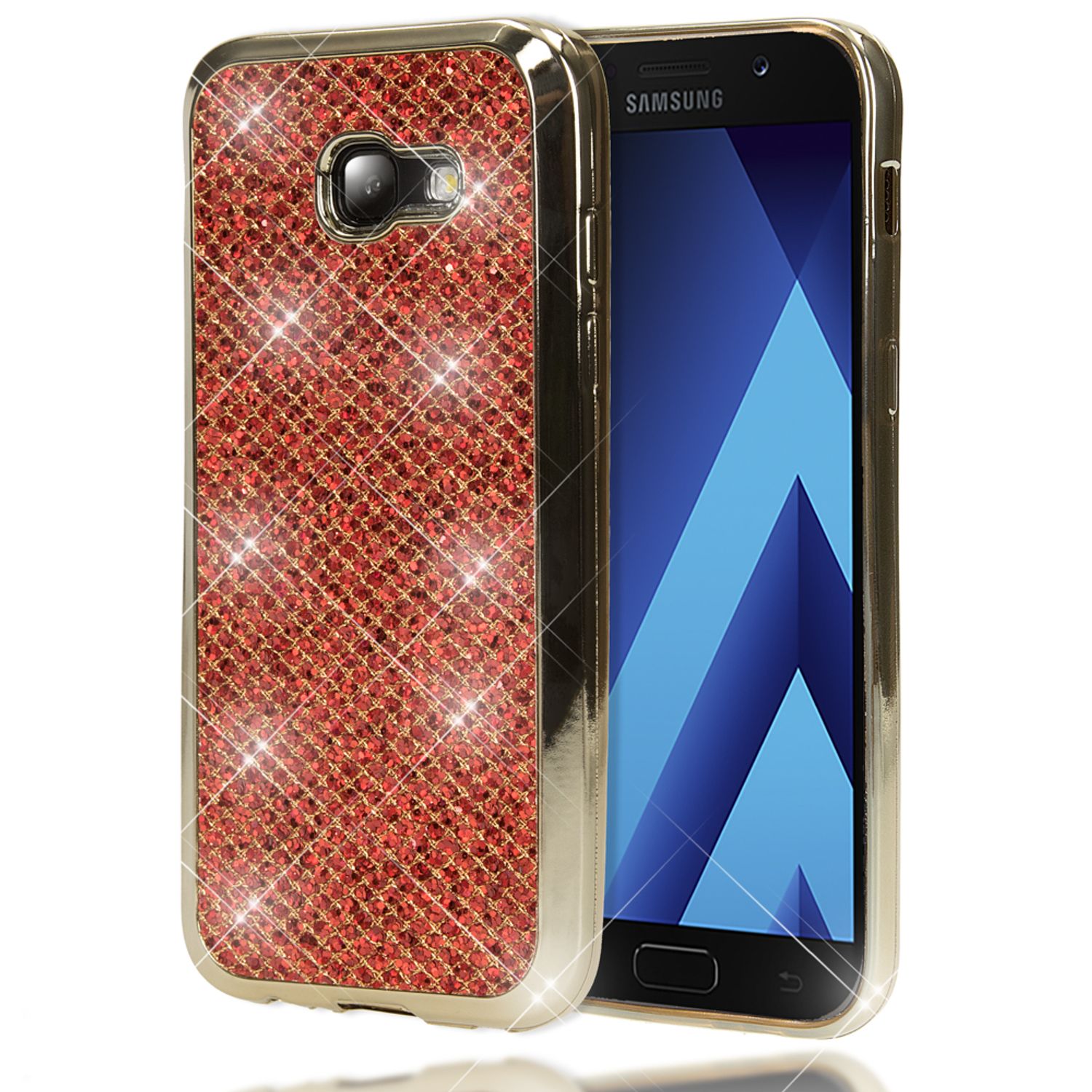 Samsung Galaxy A5 2017 Hülle Handyhülle von NALIA, Glitzer Glitter Schutzhülle Rot NALIA