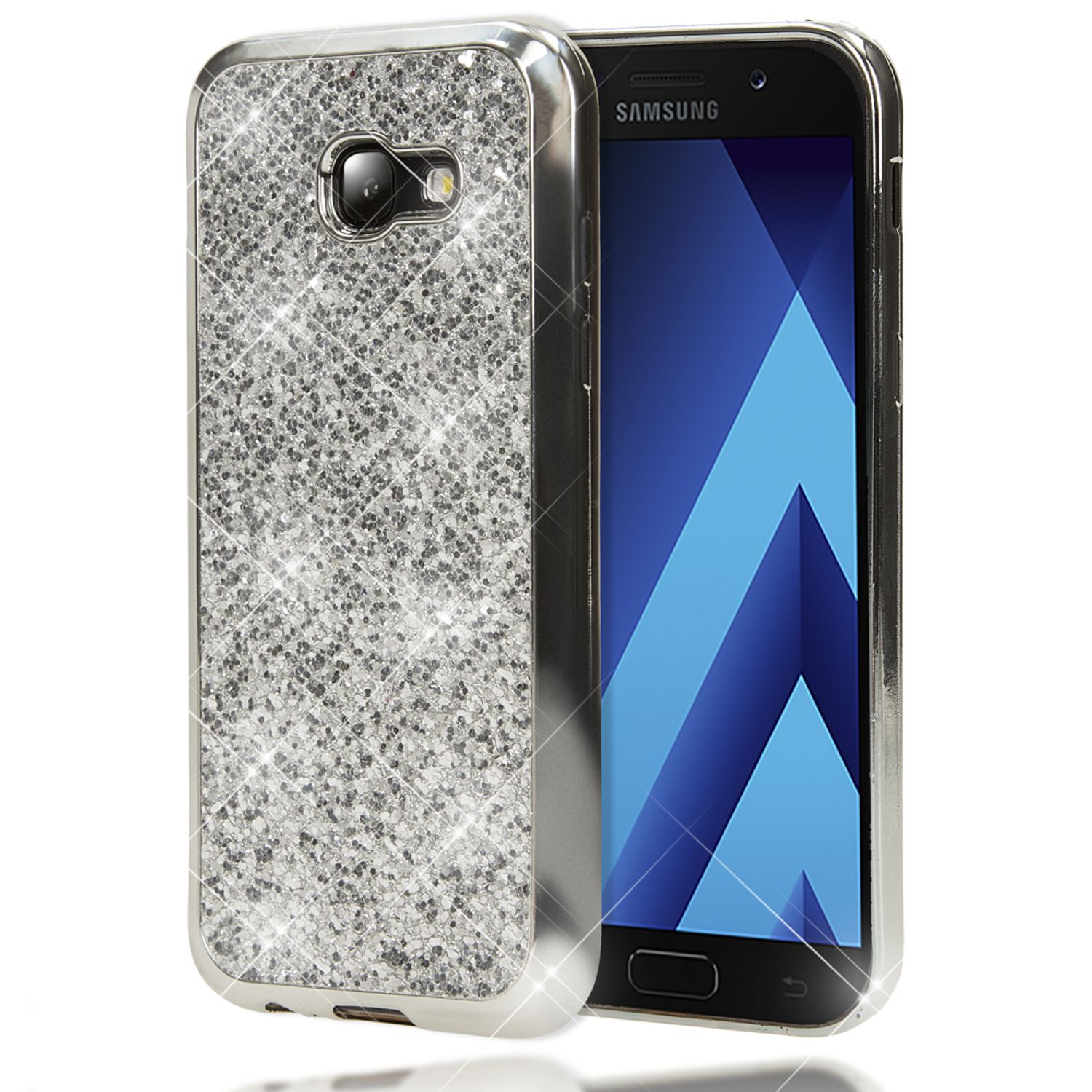 Samsung Galaxy A5 2017 Hülle Handyhülle von NALIA, Glitzer Glitter Schutzhülle Silber NALIA