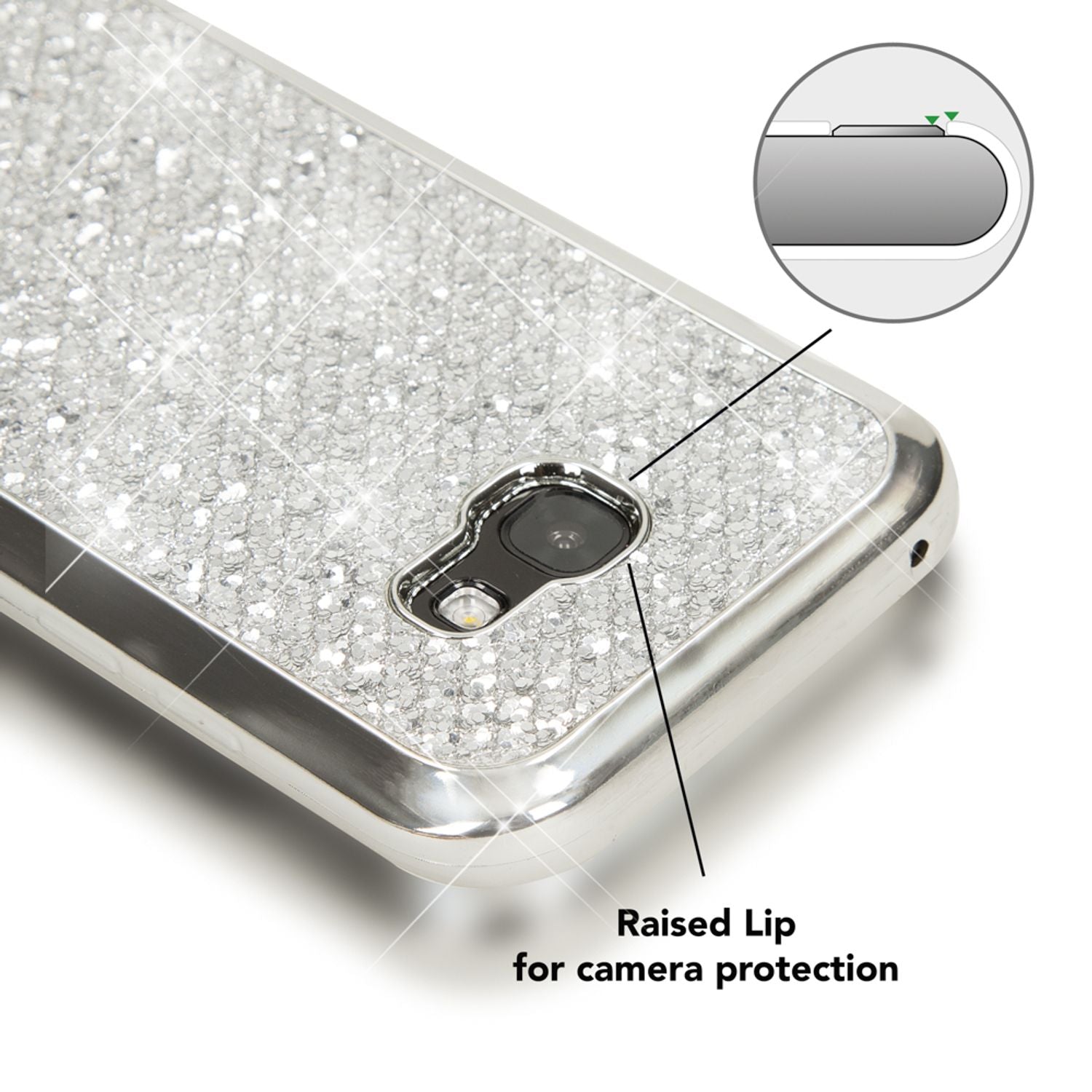 Samsung Galaxy A5 2017 Hülle Handyhülle von NALIA, Glitzer Glitter Schutzhülle Silber NALIA