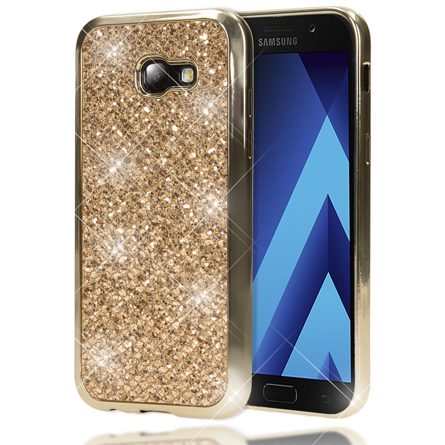 Samsung Galaxy A5 2017 Hülle Handyhülle von NALIA, Glitzer Glitter Schutzhülle Silber NALIA