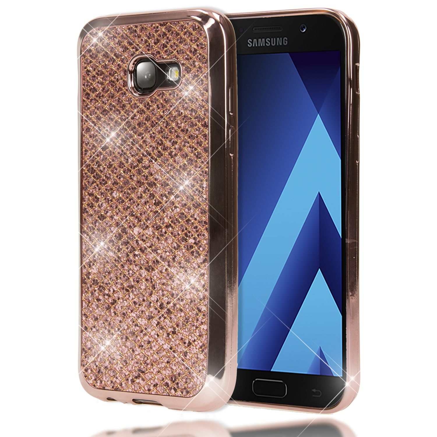 Samsung Galaxy A5 2017 Hülle Handyhülle von NALIA, Glitzer Glitter Schutzhülle Silber NALIA