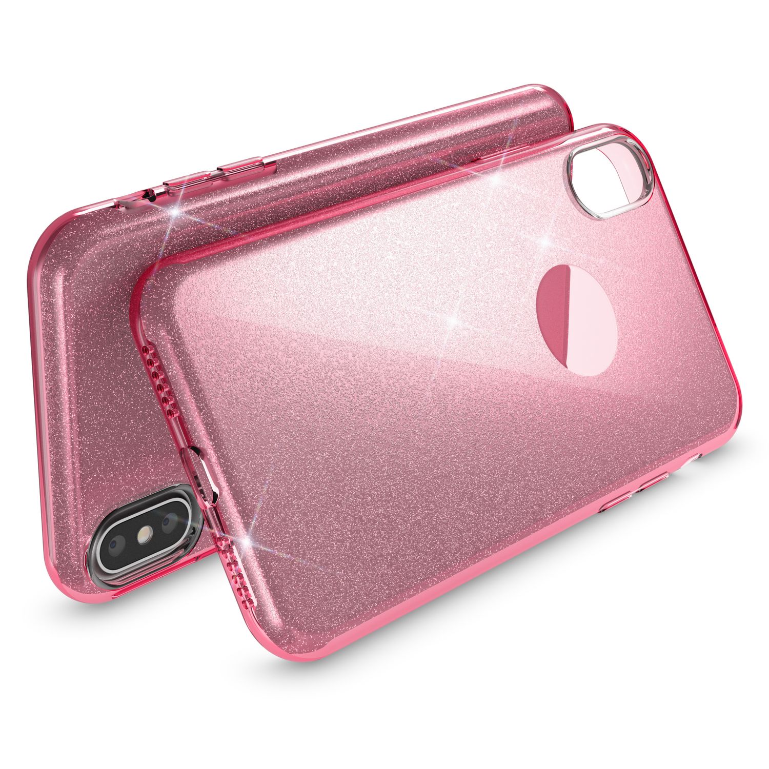 NALIA Hülle für iPhone XS Max, Handyhülle Glitzer Ultra Slim Silikon Case Cover Pink NALIA Protective Hülle