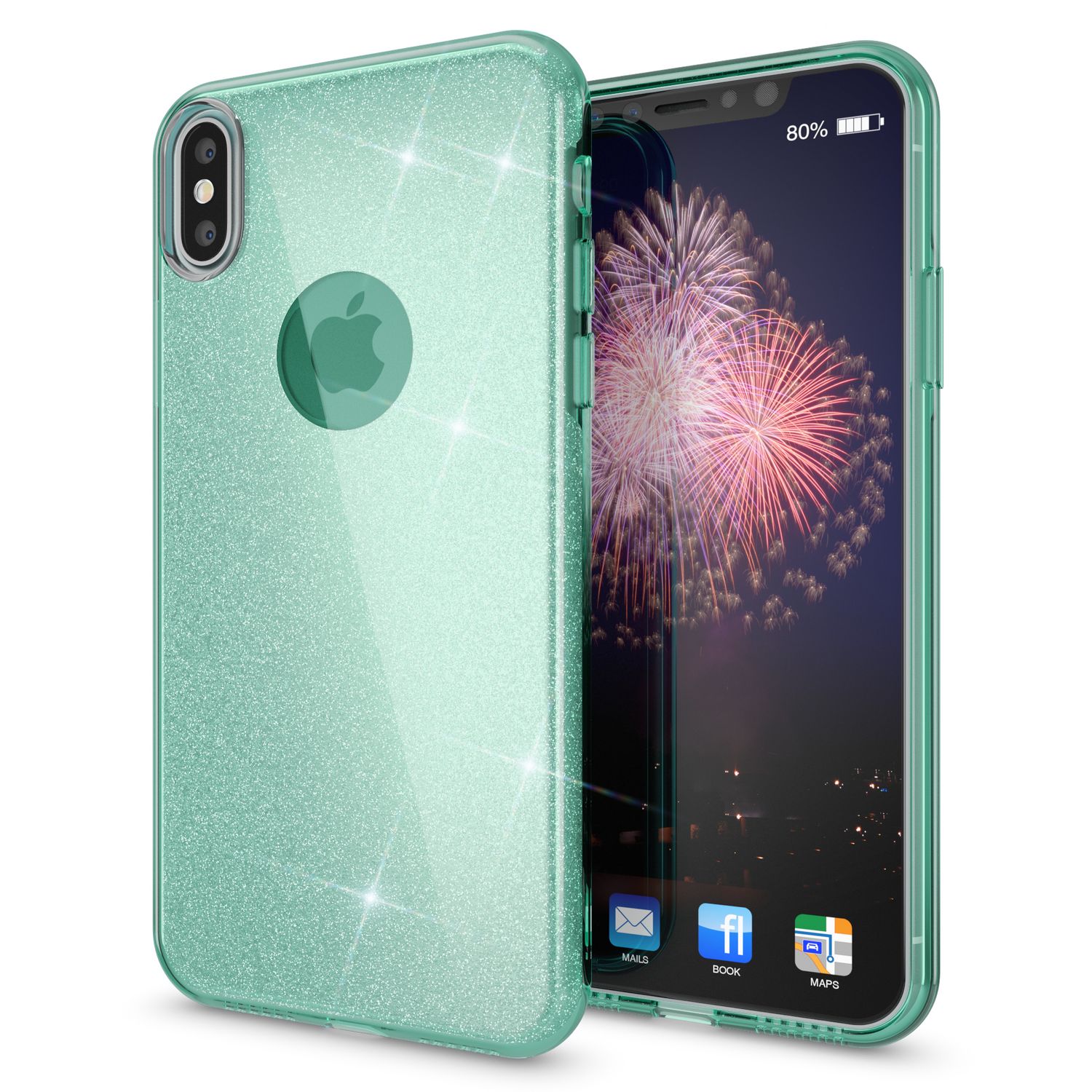 NALIA Hülle für iPhone XS Max, Handyhülle Glitzer Ultra Slim Silikon Case Cover Mint-Grün NALIA Protective Hülle